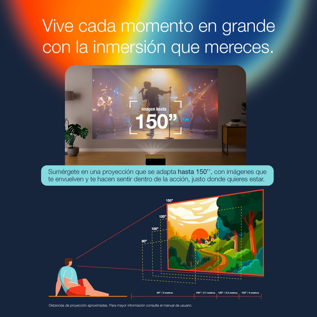 Proyector Portátil Epson Lifestudio™ Pop Plus EF62 Azul Marino 4K Pro-UHD portátil con Sonido Bose, App Epson Projection Studio y Google TV Integrado, tecnología Triple Core Engine