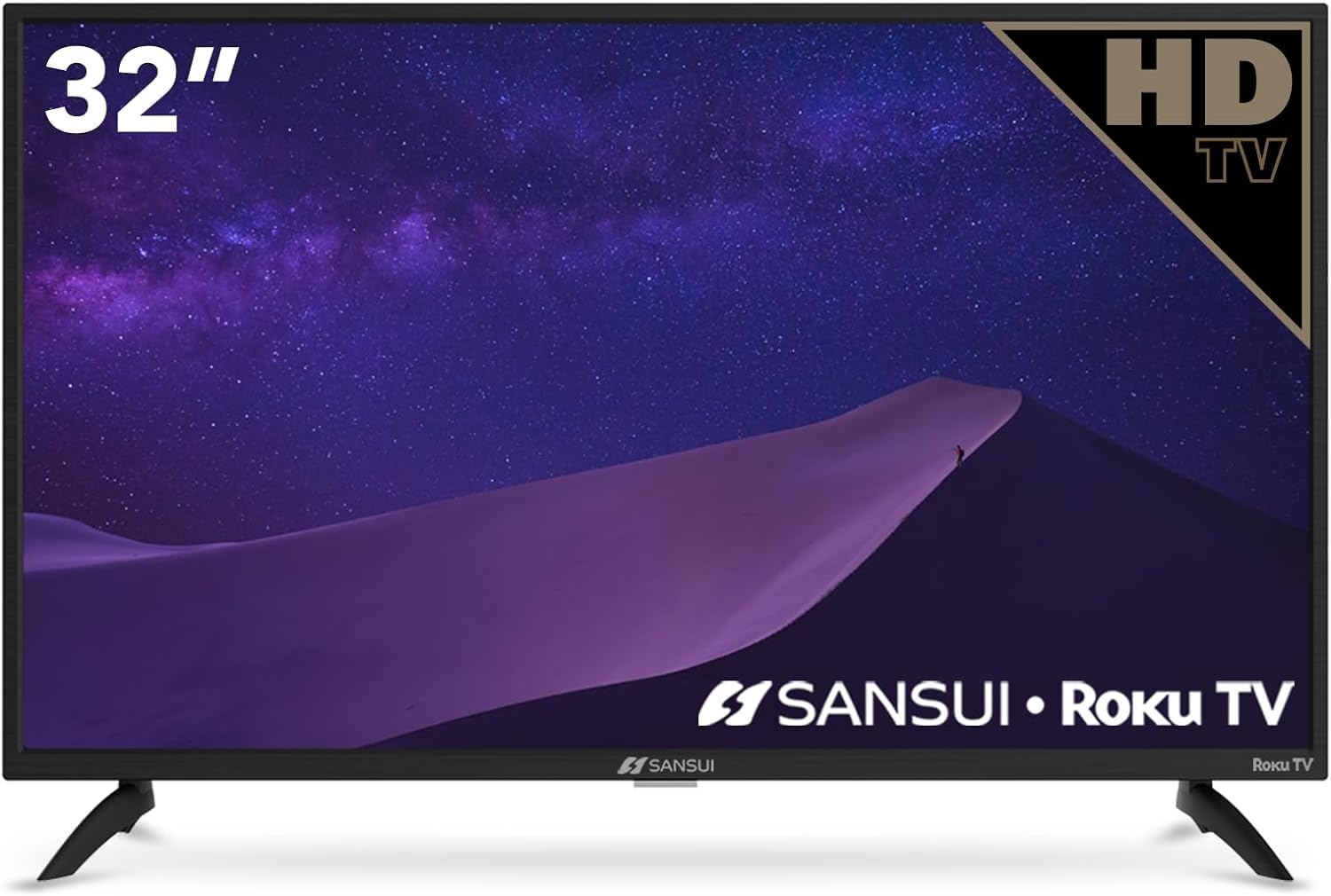 SANSUI TV 32" HD Compatible con Sistema Operativo Roku 2024 + Cable HDMI (32" + Free HDMI Cable)