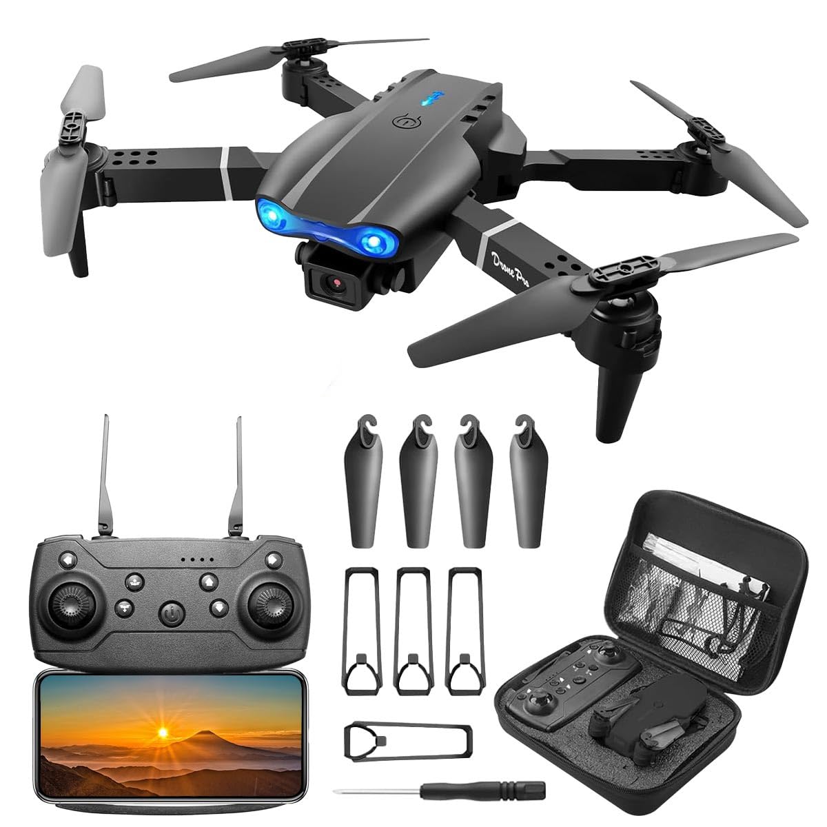 Mini Drone con Cámara, 4K Dual Hd Drone Control Remoto Posibilidad de Giro de 360°, Drones Antisísmicos Rastrear El Vuelo de 100 Metros, Dron con Camara para Adolescentes Principiantes Regalo