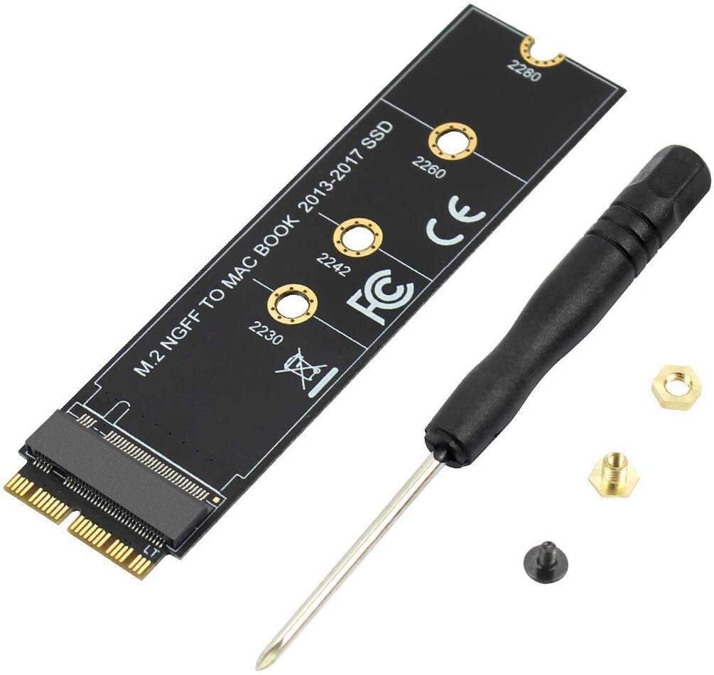 CARYWON M.2 NVME SSD Convertidor Adaptador para MacBook Air Pro Retina Mediados de 2013_2017, NVME/AHCI SSD Kit actualizado para A1465 A1466 A1398 A1502(Black)