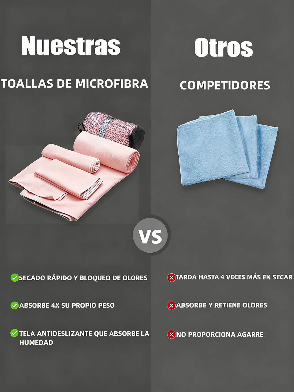 3 Toalla de Microfibra Deportiva,Súper Absorbente,Secado Rápido,Rosa Pálido