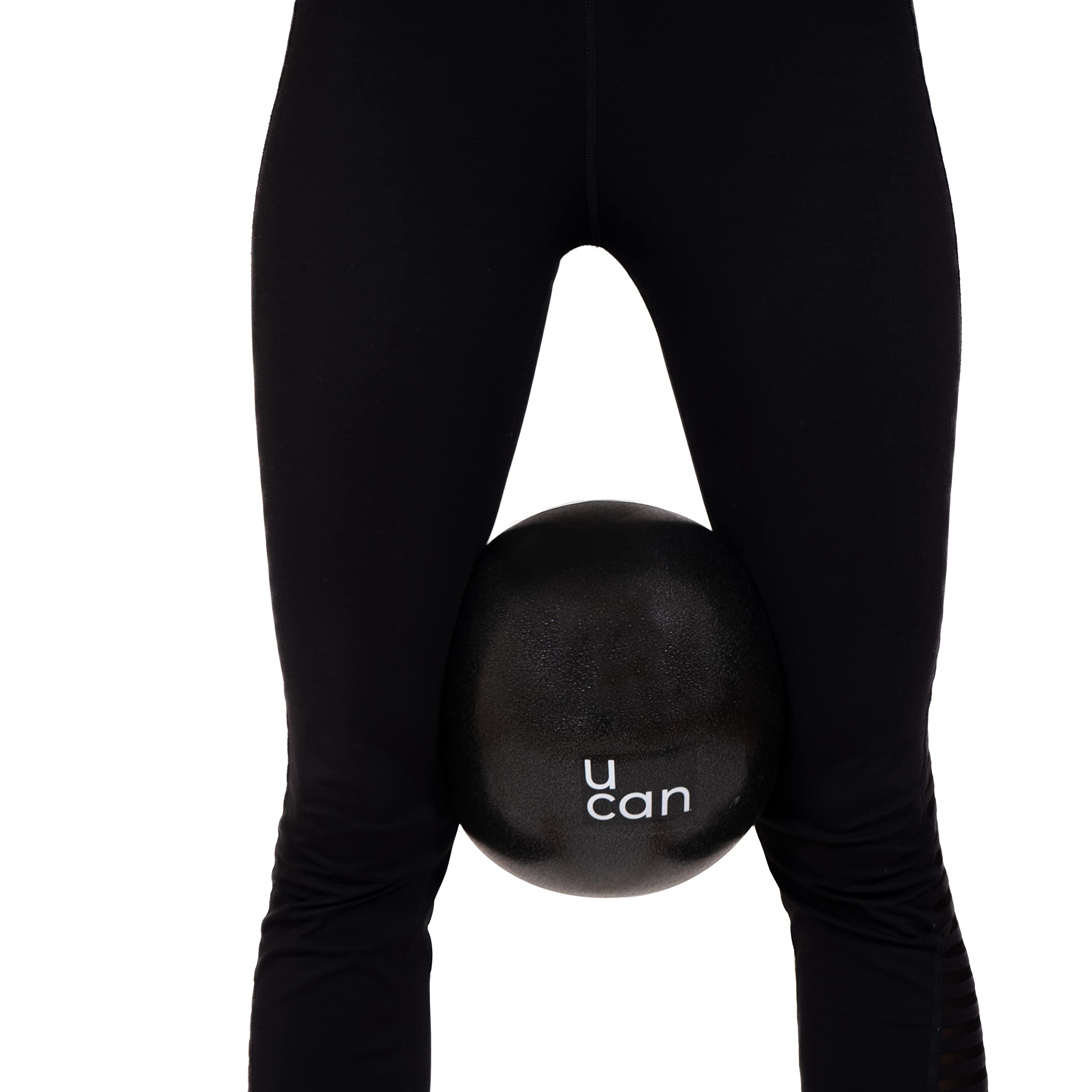 U can - Pelota para Pilates, Barre, Yoga | Tamaño Chica 20-25 cm | Ideal para Ejercicios de Bajo Impacto, Tonificación y Rehabilitación | Material Resistente de Policloruro de Vinilo (Negro)