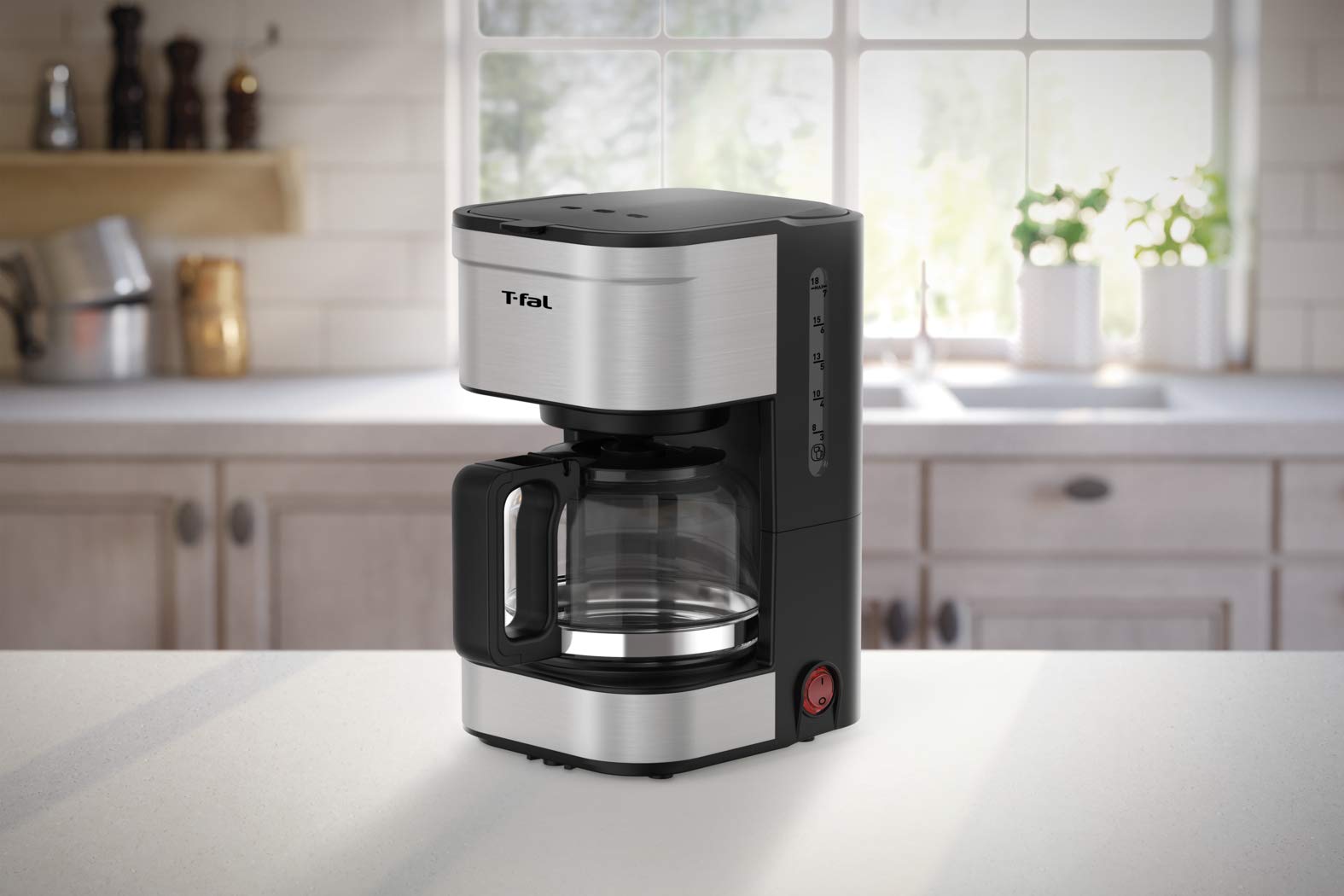 T-fal Cafetera Elegance de Filtro Permanente Lavable, capacidad para 7 tazas de café con jarra de vidrio y sistema antigoteo CM223DMX