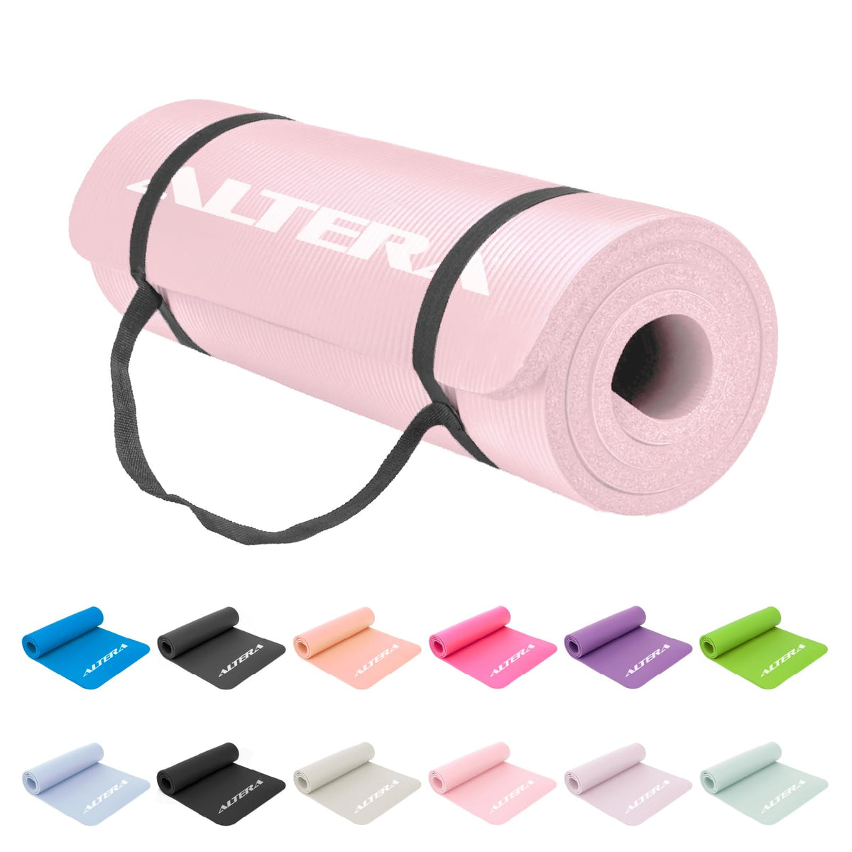 Altera Tapete para Ejercicio Yoga Pilates Rehabilitacion Gym Espesor 10 mm (Rosa Pastel)
