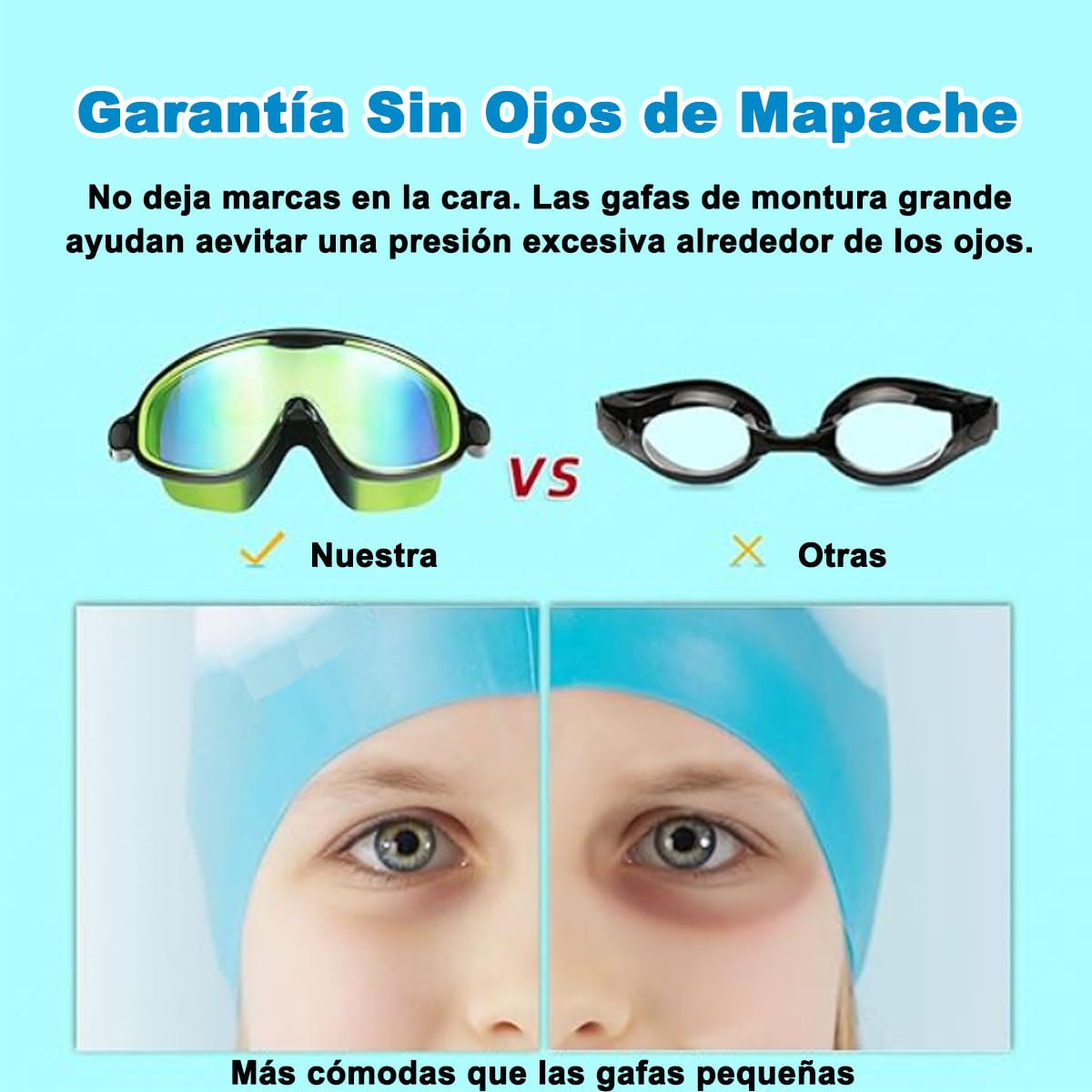 Gafas de Natación para Niños,2 Pcs Anteojos de Natación para Niños con Tapón La Oídos y Clip para La Nariz,Swim Goggles Ajustable de Silicona,Protección UV,Sin Fugas,Antivaho Anteojos de Natación