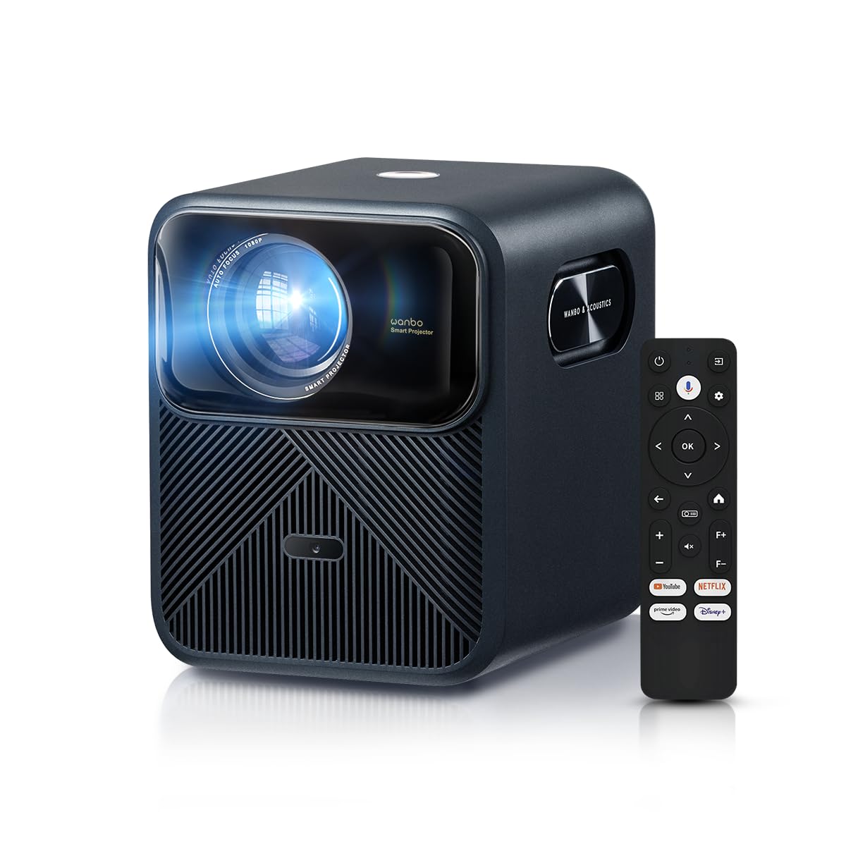Wanbo Mozart 1 Pro 2025 Proyector Inteligente Google TV, 1200 ANSI, HDR10, WiFi 5G y Bluetooth, Altavoces 20W, Soporte 4K, Enfoque Automático y Corrección de Imagen