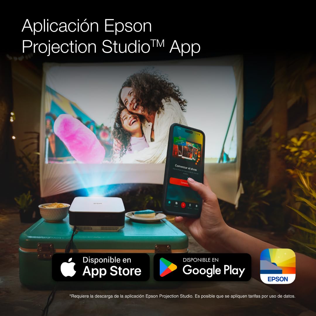 Proyector Portátil Epson Lifestudio™ Pop Plus EF62 Azul Marino 4K Pro-UHD portátil con Sonido Bose, App Epson Projection Studio y Google TV Integrado, tecnología Triple Core Engine