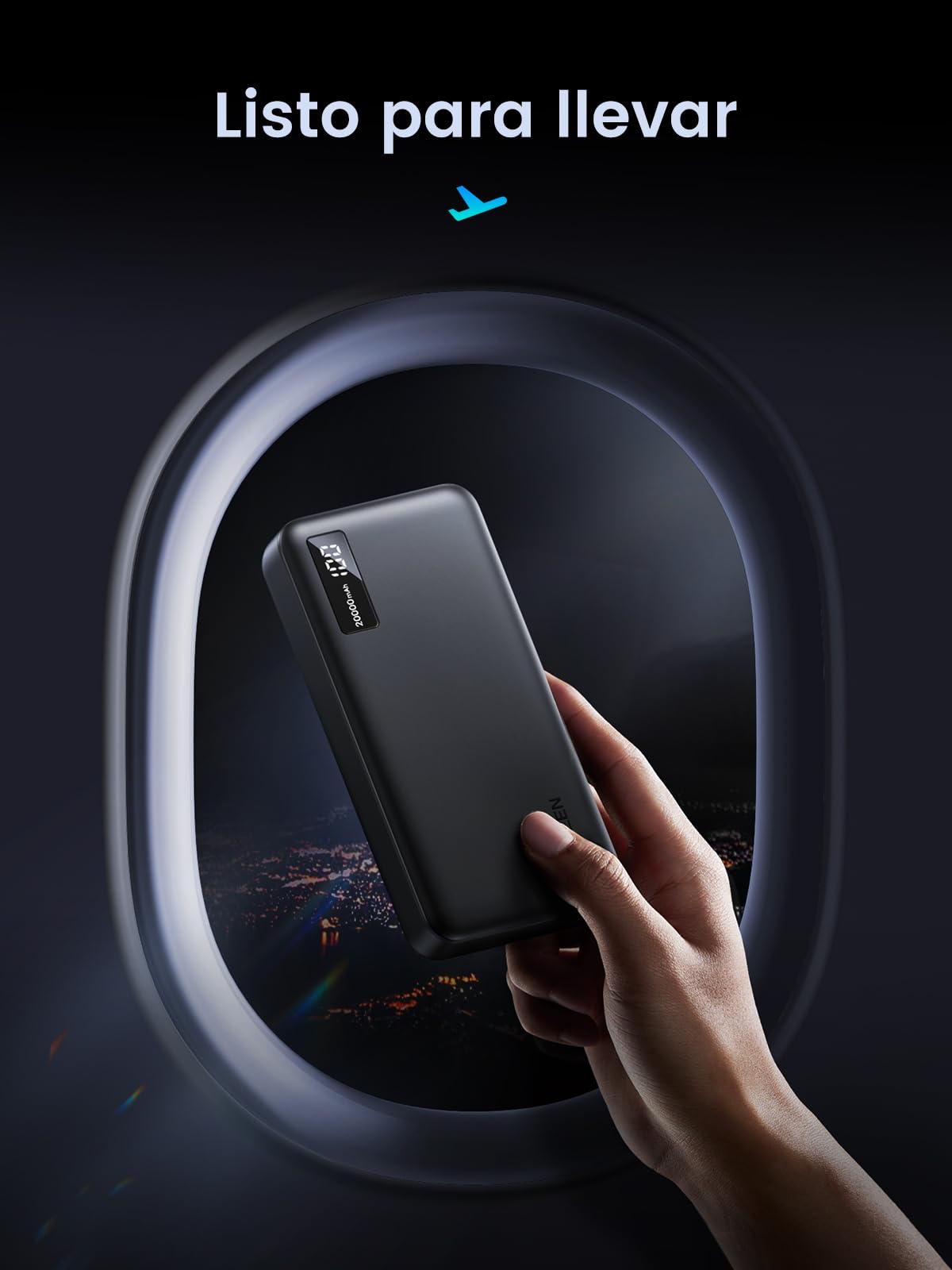 UGREEN 20000mAh Power Bank 22.5W Máx Carga Rápida, 2 USB A y 1 C Cargador Portátil PD3.0 y Pantalla Digital，Powerbank Batería Compatible con iPhone 16/15, iPad, Airpods, Galaxy S24, Pixel