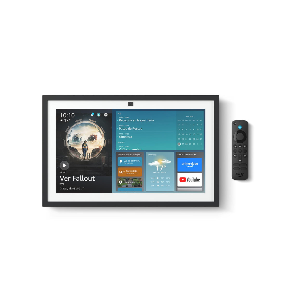 Amazon Echo Show 15 (último modelo). Hub para cocina Full HD de 15.6″ para organizar el hogar, con Fire TV integrado y control remoto por voz Alexa, con el Acceso Anticipado de Alexa+