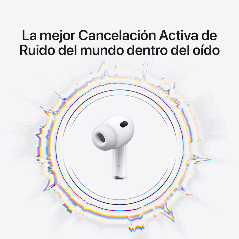 Audífonos inalámbricos AirPods Pro 3 de Apple, Cancelación Activa de Ruido, Traducción en Vivo, Detección de la frecuencia Cardiaca, audífonos Bluetooth, Audio Espacial, Sonido de Alta fidelidad