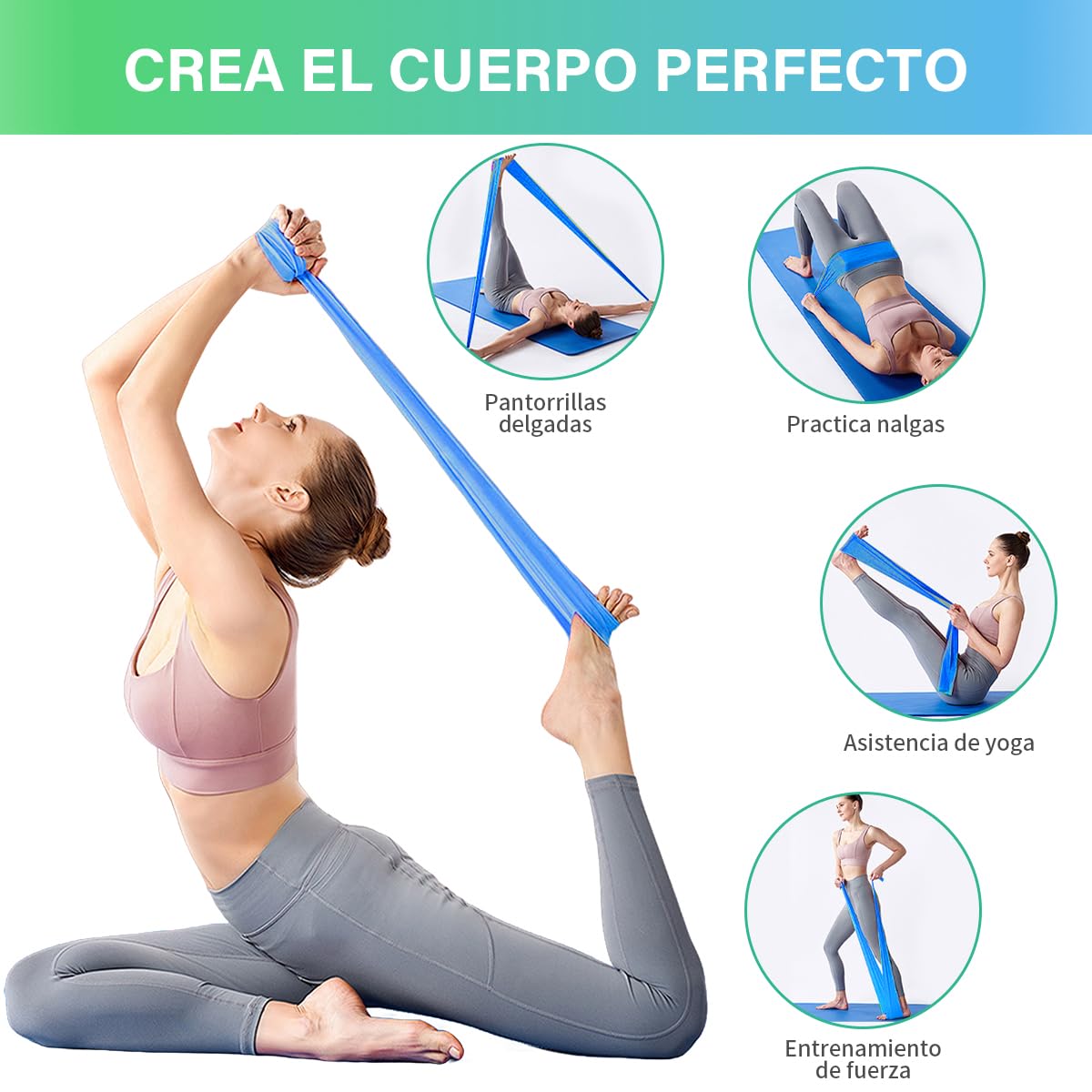EASYTAO Bandas de Resistencia Multifuncionales – Pack de 5 Ligas Elásticas de Material TPE para Prevenir Alergias, Ideal para Ejercicios en Casa, Gimnasio, Pilates y Crossfit