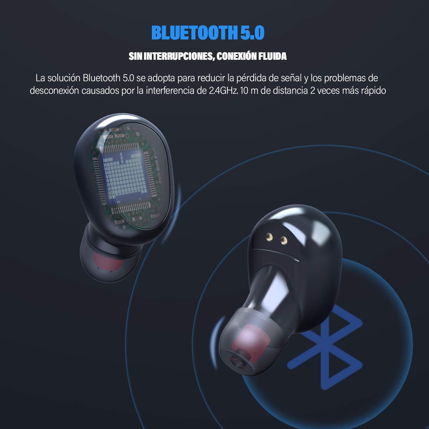 CHEELOM 2023 Modelo Nuevo)Audífonos bluetooth , Audífonos Inalámbricos de entretenimiento,Impermeable y Reduce el Ruido CVC8.0, mini audífonos deportivos con interfaz con micrófono(Garantía de un año)