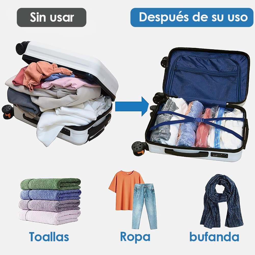10 bolsas de Almacenamiento al vacio,Bolsas Vacio Ropa Enrollada a Mano, Bolsa Vacio Ropa Resistente Reutilizable Impermeable, 3 Tamaños (70x50cm, 60x40cm, 50x35cm)