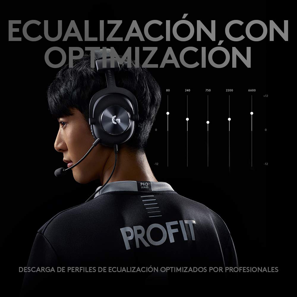 Logitech G Pro X Audífonos Gaming con Cable y Micrófono Blue Vo!CE, DTS Headphone:X 7.1, Controladores Pro-G de 50 mm, Sonido Surround 7.1 para Esports, para PC/PS/Xbox/Nintendo Switch - Color Negro