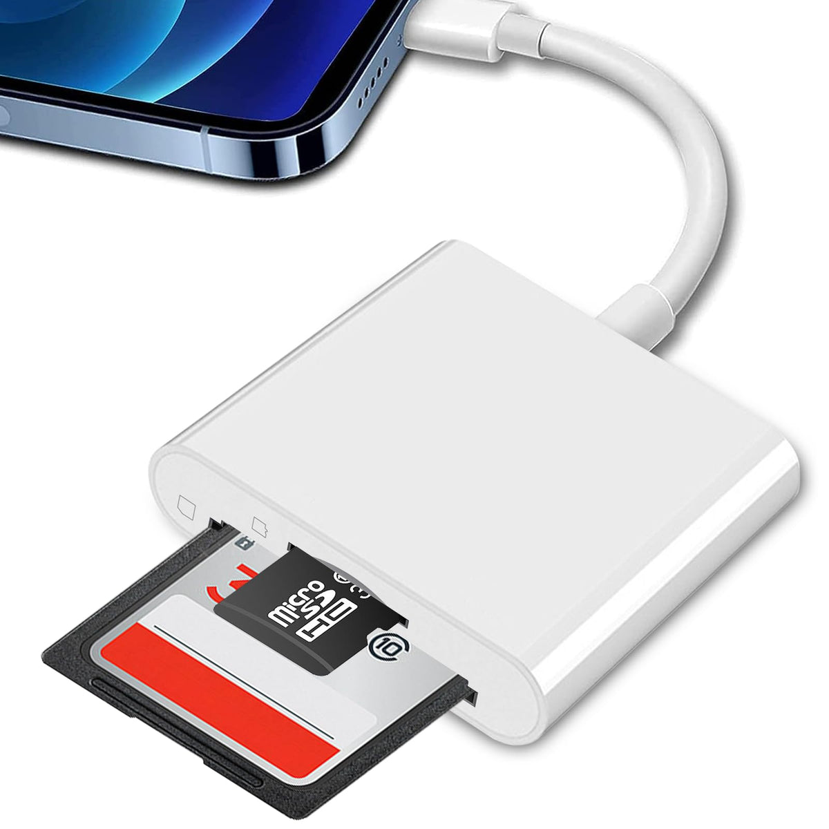 Kammoy Lector de Tarjetas SD/Micro SD para iPhone/iPad (256 GB 4K HD) Compatible con Micro SD/Micro SDXC/Micro SDHC/SDXC/SDHC/MMC-Micro/RS-MMC