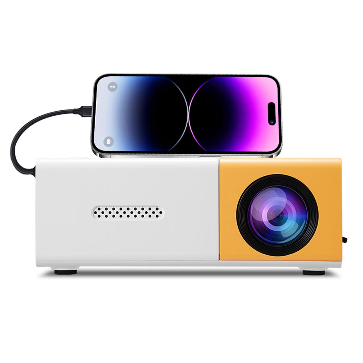 Dpofirs Projector de Video Portátil Pequeño, 100ansi 6000LM, Enfoque Manual, Projector Inteligente de Cine en Casa para Computadoras Portátiles, Teléfonos Inteligentes