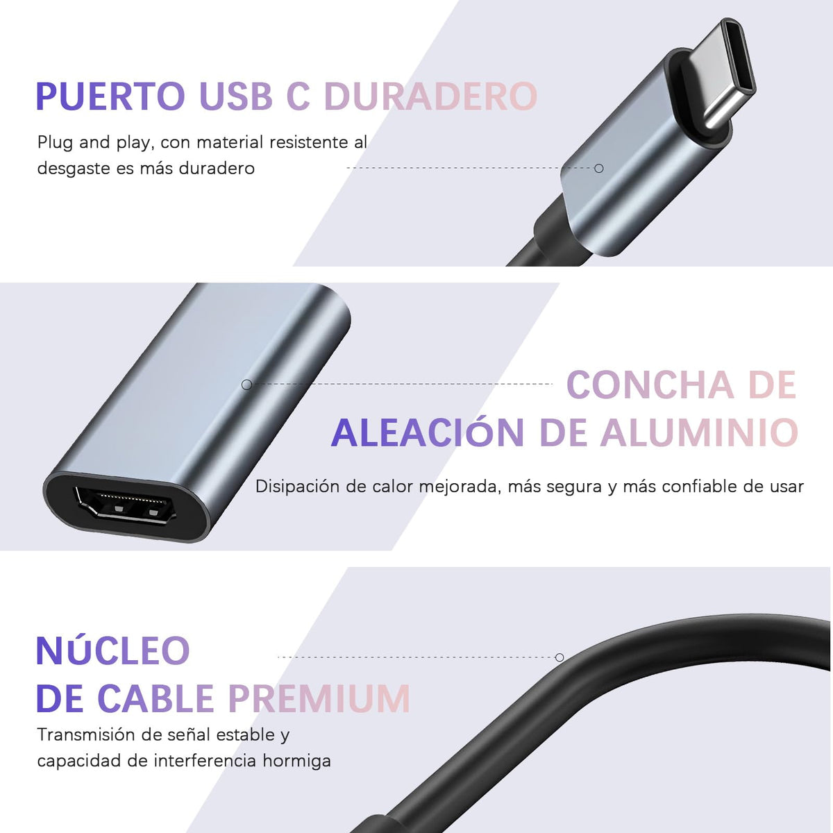Autbye Cables HDMI, Cable USB C 3.1 a HDMI, 4K/30hz Adaptador Tipo C a HDMI, Compatible con iMac, MacBook, Samsung Galaxy S21 Note 9/8 S8, iPhone 15/15 Plus/15 Pro/ 15 Pro MAX, Huawei, iPad, HTC