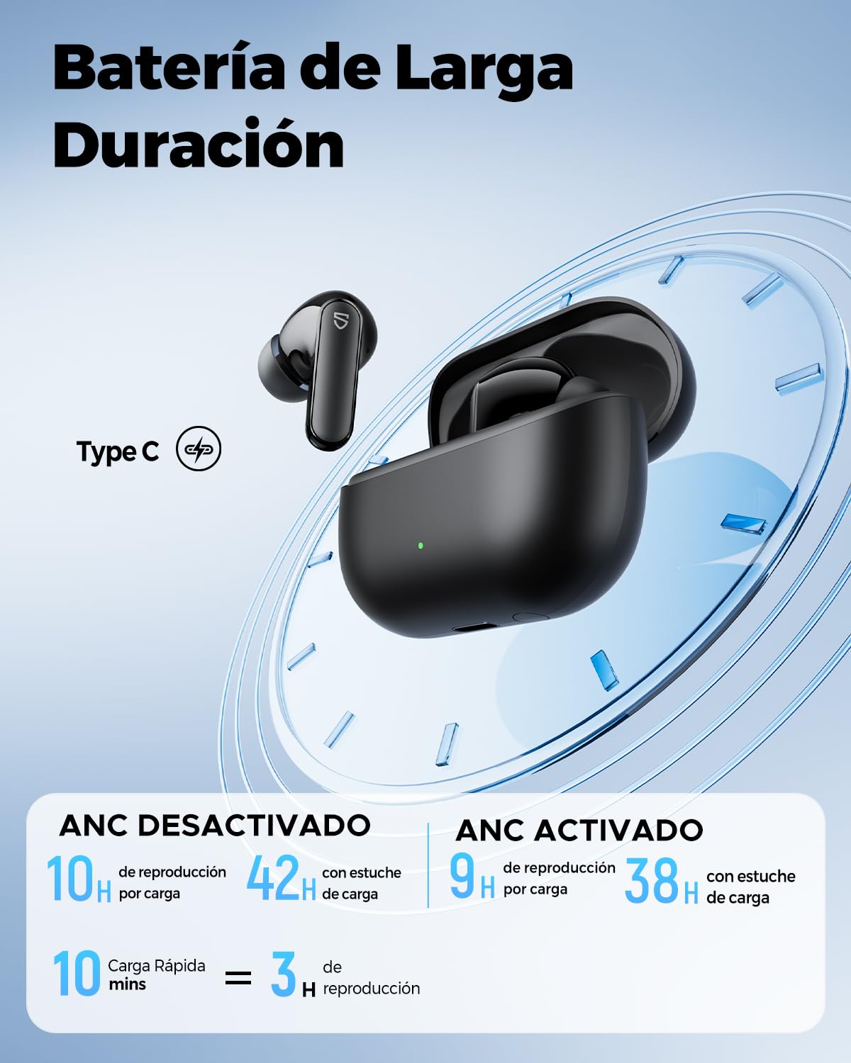 SoundPEATS Q3 Pro Audífonos Inalámbricos In-Ear ANC -38dB Graves Potentes