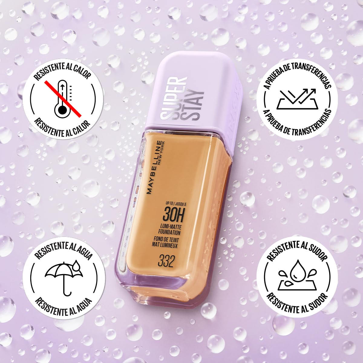 Maybelline Super Stay Lumi Matte Base de Maquillaje Líquida, Alta Cobertura con Acabado Mate Luminoso, Tecnología Lightwear 30H de Duración, Tono 120, 30 ml