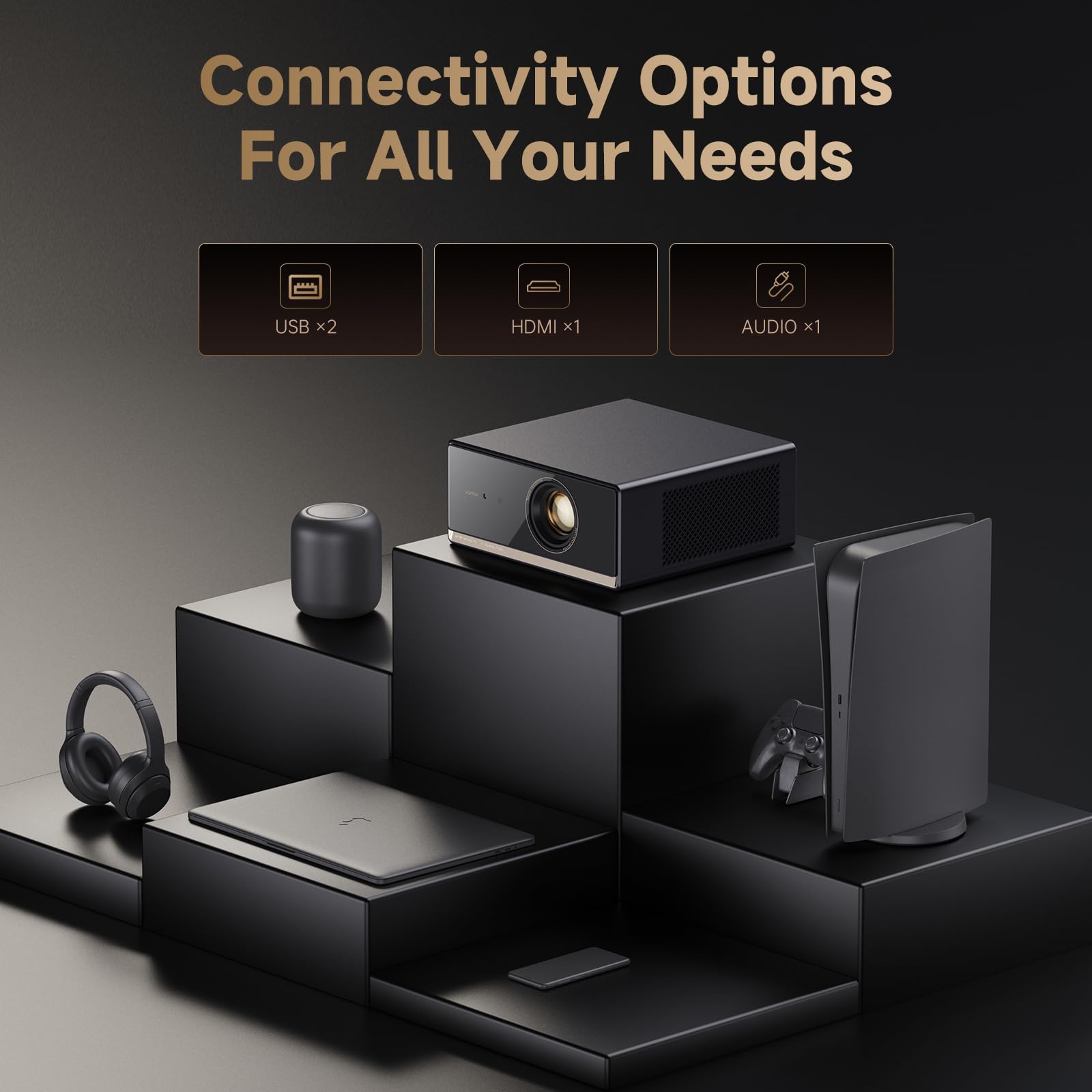 Wanbo X5 Pro 【Google TV / 1100 ANSI】 Proyector 4K con Bluetooth WiFi, Enfoque Automático, Silencioso 26 dB, 1080P Nativo, Proyector Inteligente con Netflix y 10,000+ Apps, HDR10 (2025)