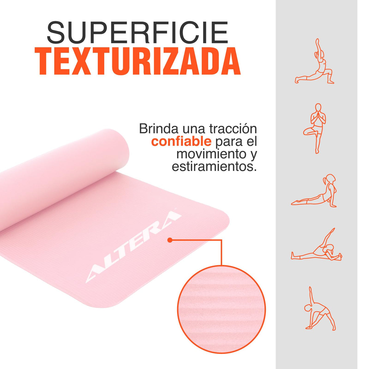 Altera Tapete para Ejercicio Yoga Pilates Rehabilitacion Gym Espesor 10 mm (Rosa Pastel)