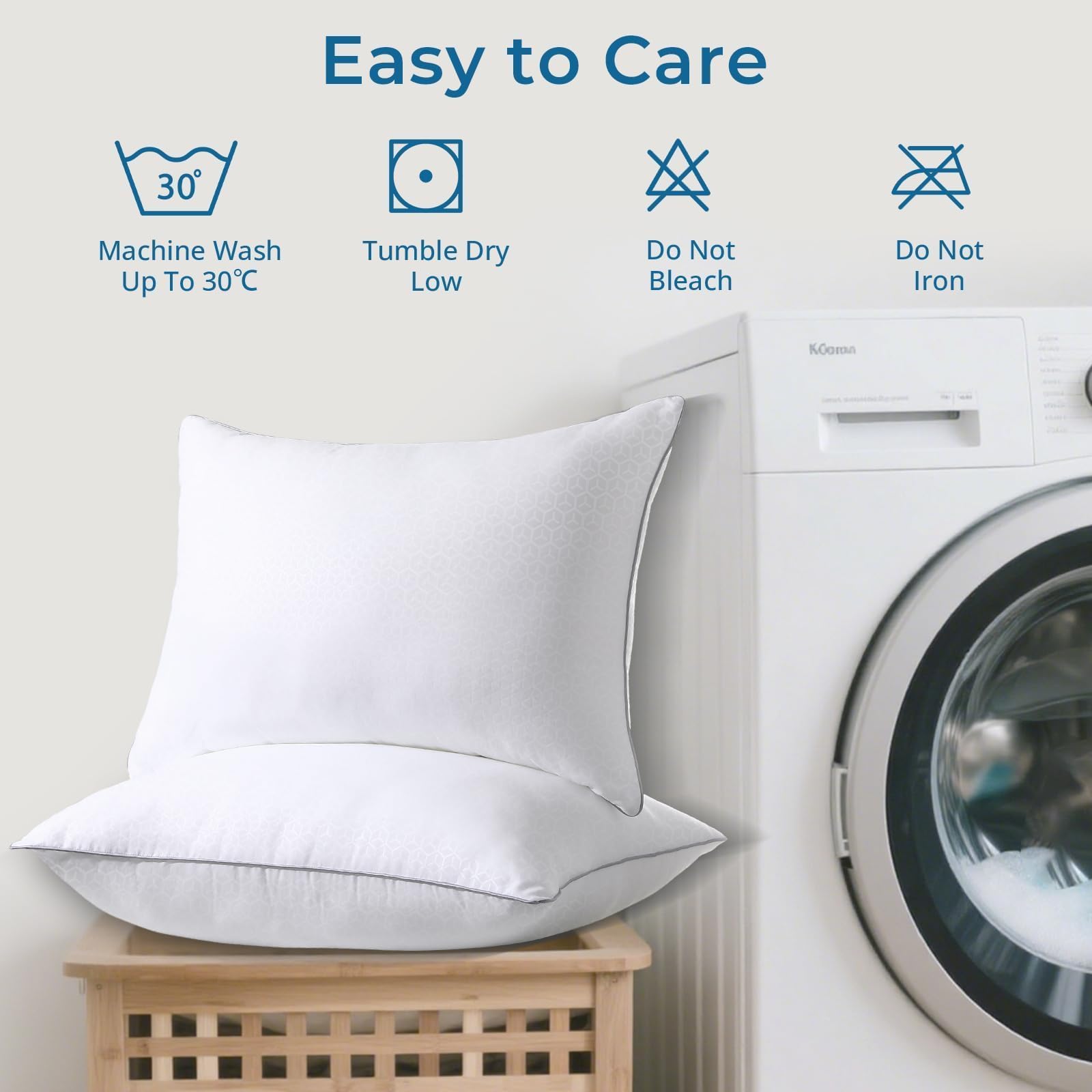 Sasttie Almohadas Tamaño Estándar Juego de 4, Almohadas de Cama para Todo Tipo de Durmientes, Relleno Alternativo Certificado Oeko-Tex, Calidad Hotelera y Lavables a Máquina