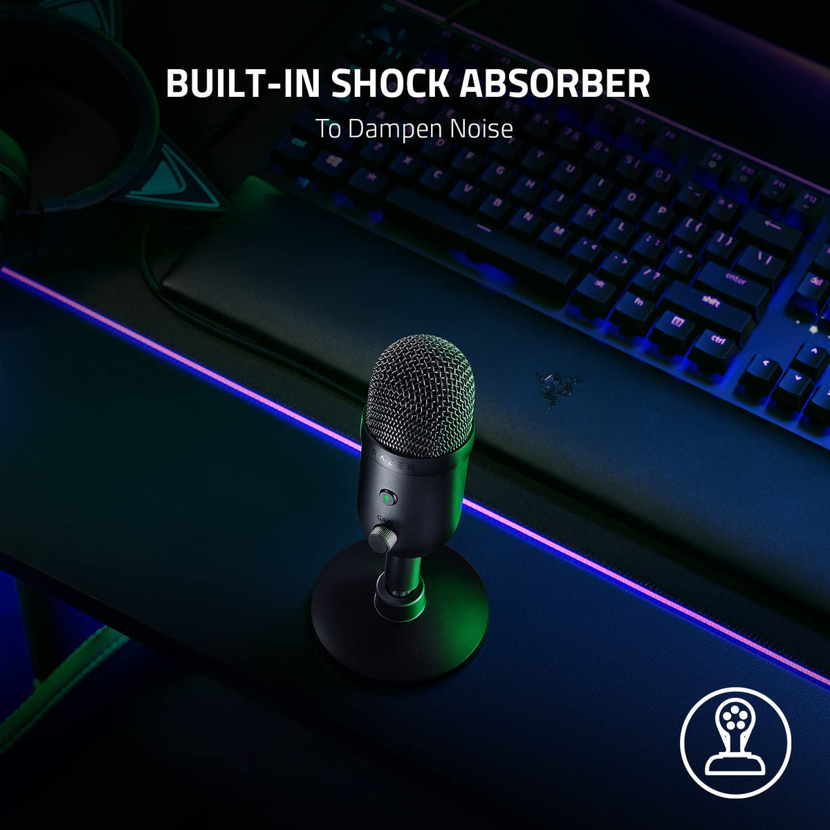 Razer Seiren V2 X Micrófono USB: Micrófono de condensador de 25 mm, patrón de recogida supercardioide, limitador analógico digital, botones de monitoreo, ganancia y silencio, amortiguador integrado (Reacondicionado)