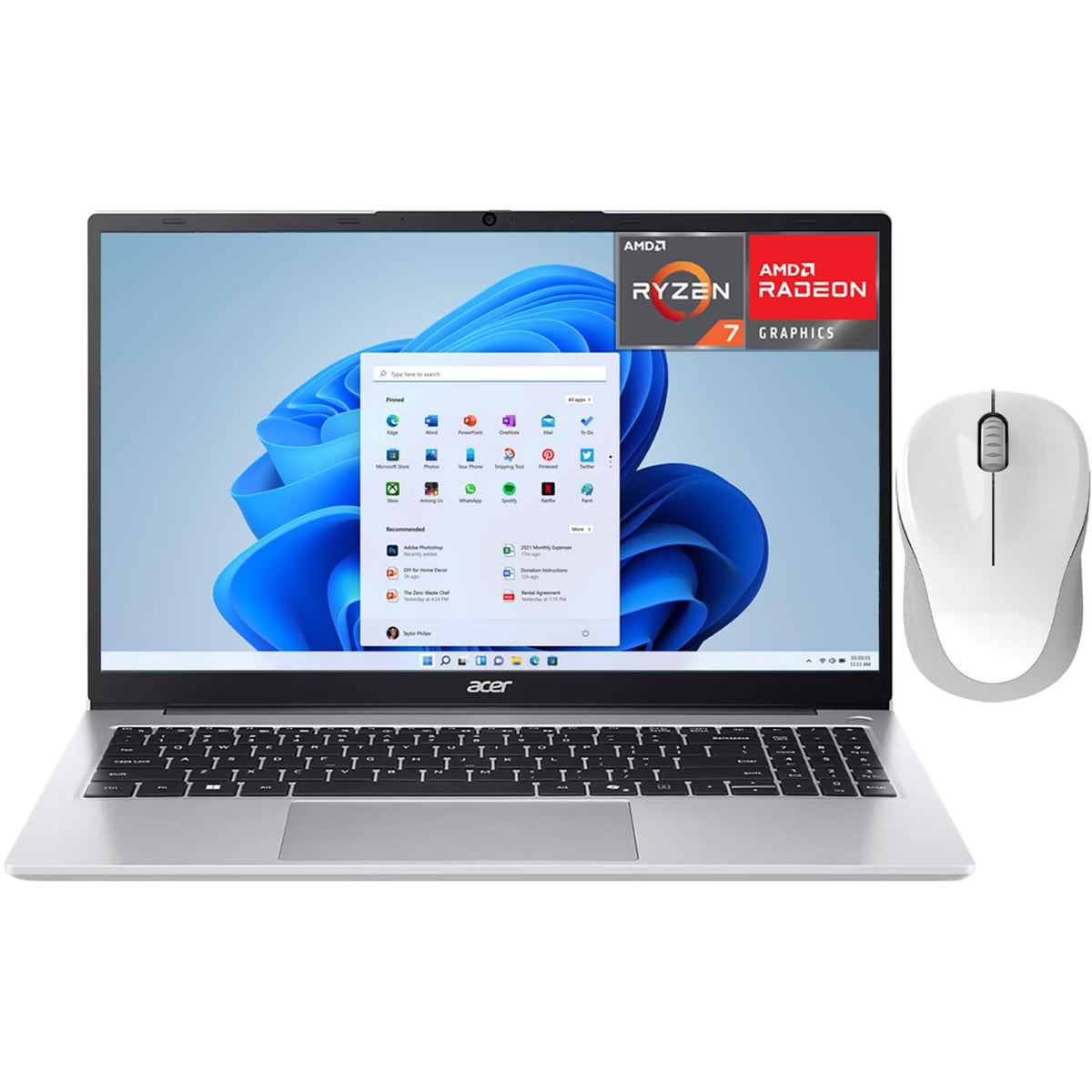 acer Laptop Aspire Lite 15 AMD Ryzen 7 5825U 32GB 1TB SSD 15.6” Full HD W11 Plata Teclado Español Mouse DXT Ideal para Trabajo y Multitarea