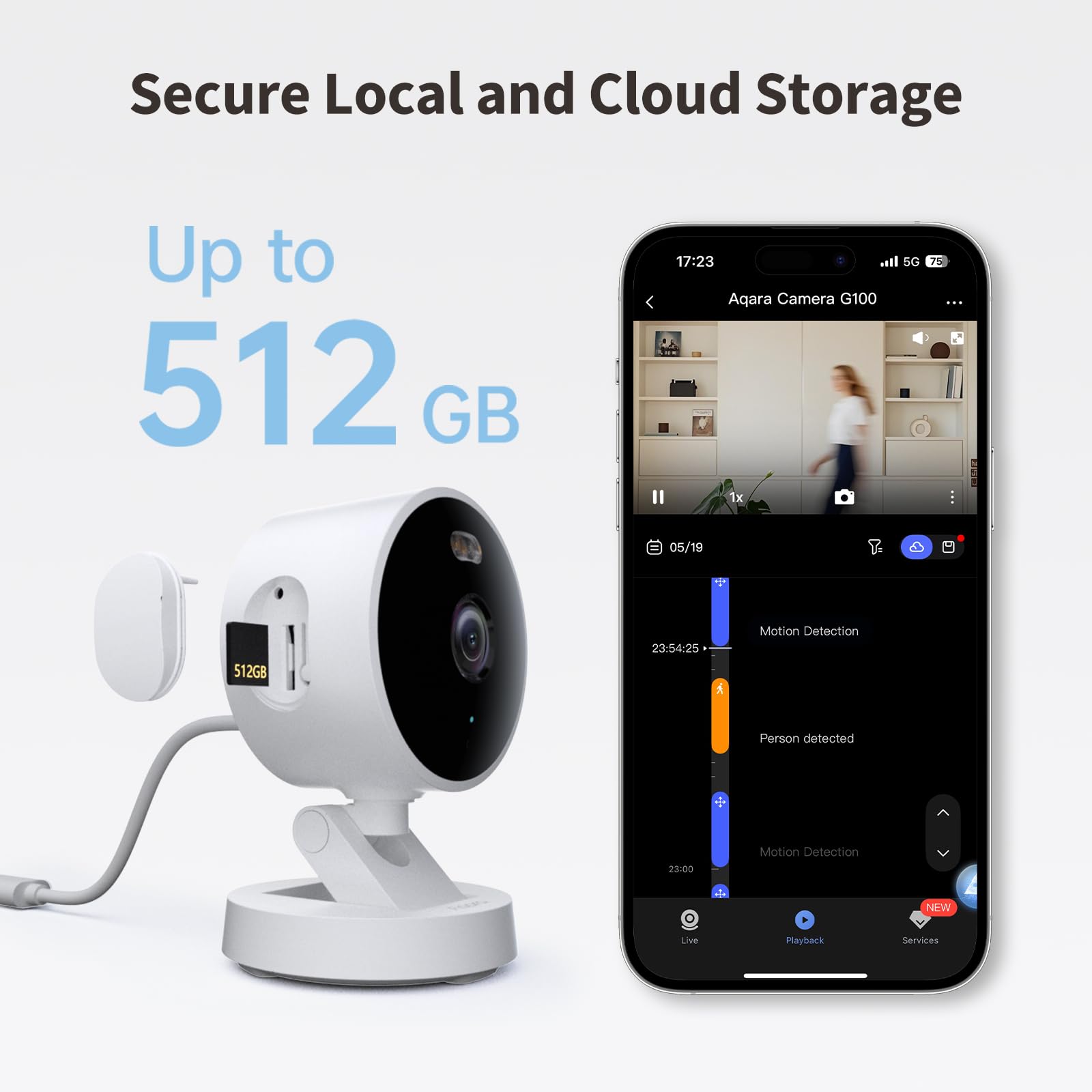 Aqara G100, cámara de seguridad para interiores/exteriores de 2K, HomeKit Secure Video, audio de 2 vías, foco nocturno de color/IR, detección AI, 140° FOV, Wi-Fi 6, compatible con HomeKit, Alexa
