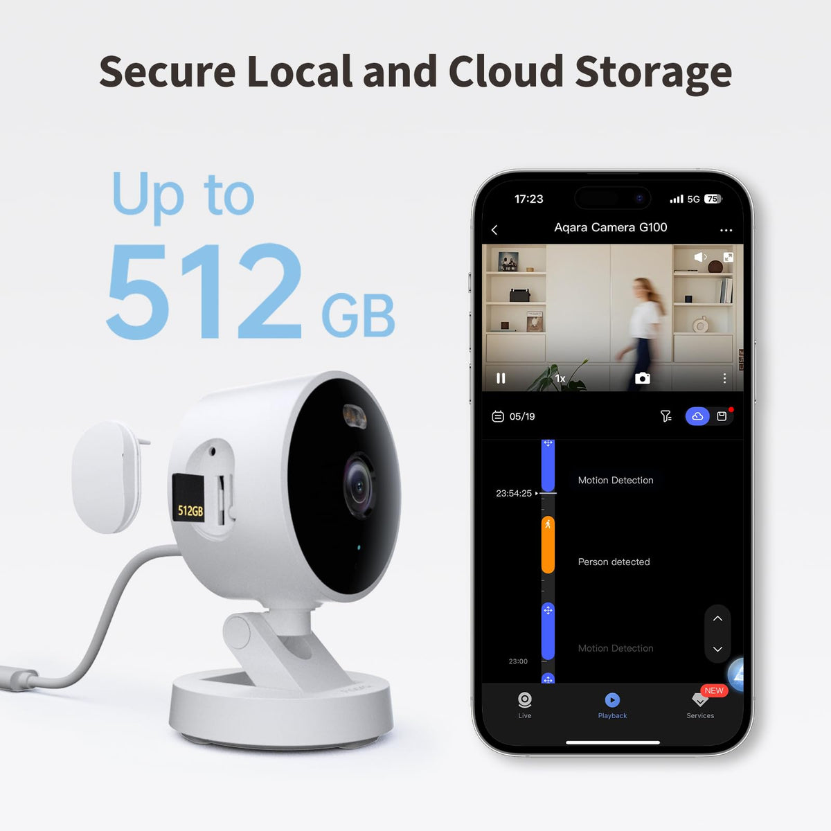 Aqara G100, cámara de seguridad para interiores/exteriores de 2K, HomeKit Secure Video, audio de 2 vías, foco nocturno de color/IR, detección AI, 140° FOV, Wi-Fi 6, compatible con HomeKit, Alexa