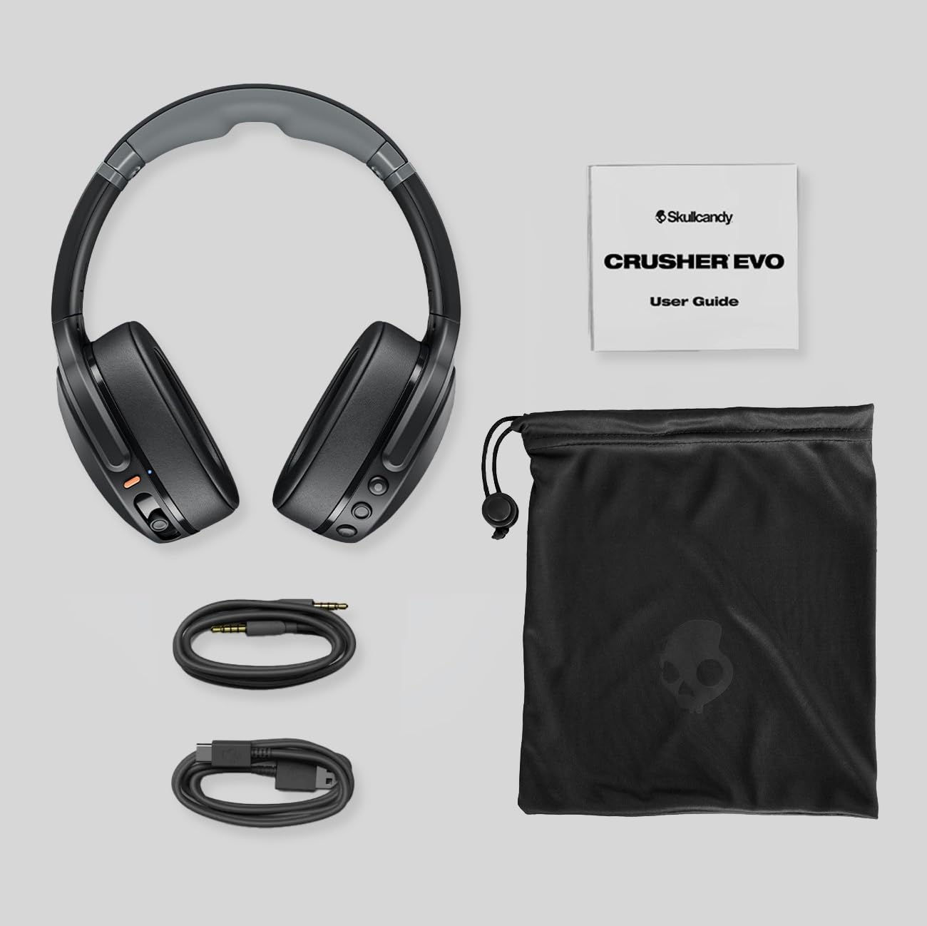 Skullcandy Crusher EVO Cascos Over-Ear Inalámbricos con Sensory Bass, 40 h de Autonomía, Micrófono, Compatibles con iPhone Android y Dispositivos Bluetooth, Negro