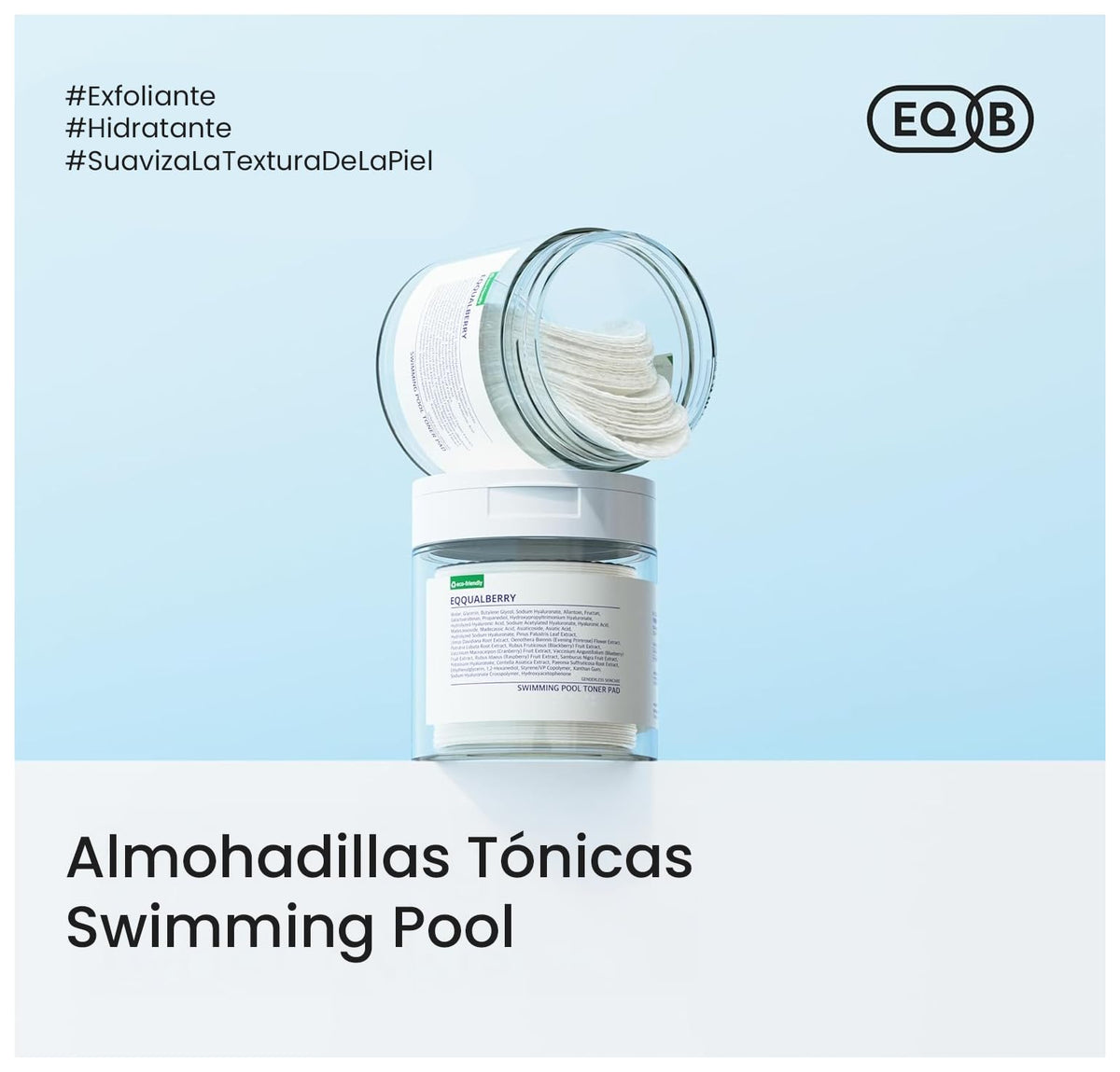 EQQUALBERRY Toner Pads Exfoliantes Faciales Pore Melting - Coreanos con PHA y Extractos Calmantes, Limpieza de Poros y Control de Grasa, 70 Piezas