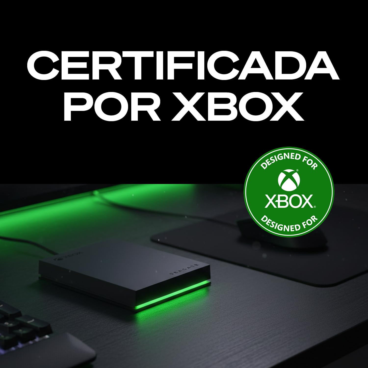 Seagate Disco Duro Externo Portátil para Xbox 5 TB, USB 3.2 Gen 1, Negro con luz LED Verde incorporada, Certificado Xbox (STKX5000403)