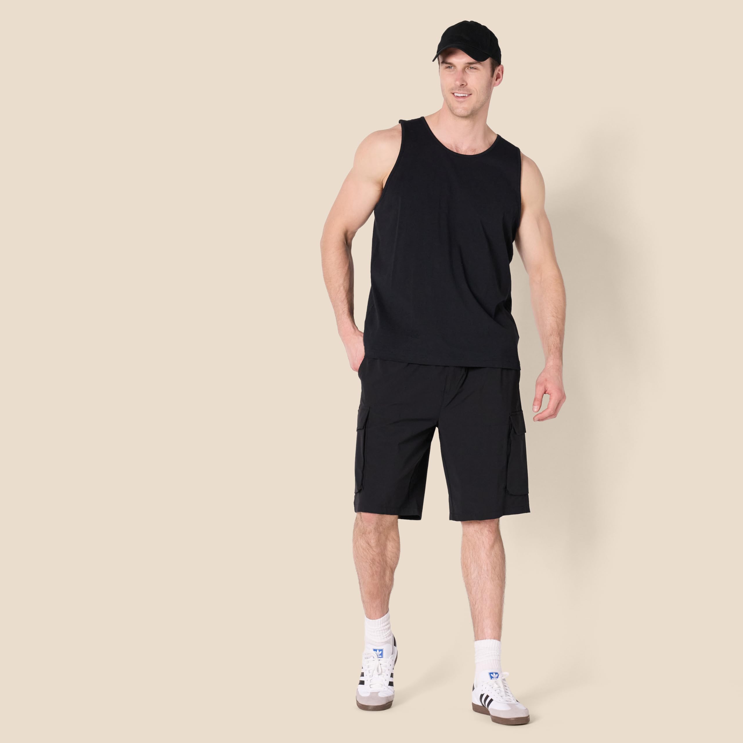 Amazon Essentials - Camiseta sin mangas para hombre, ajuste regular, color negro, talla M