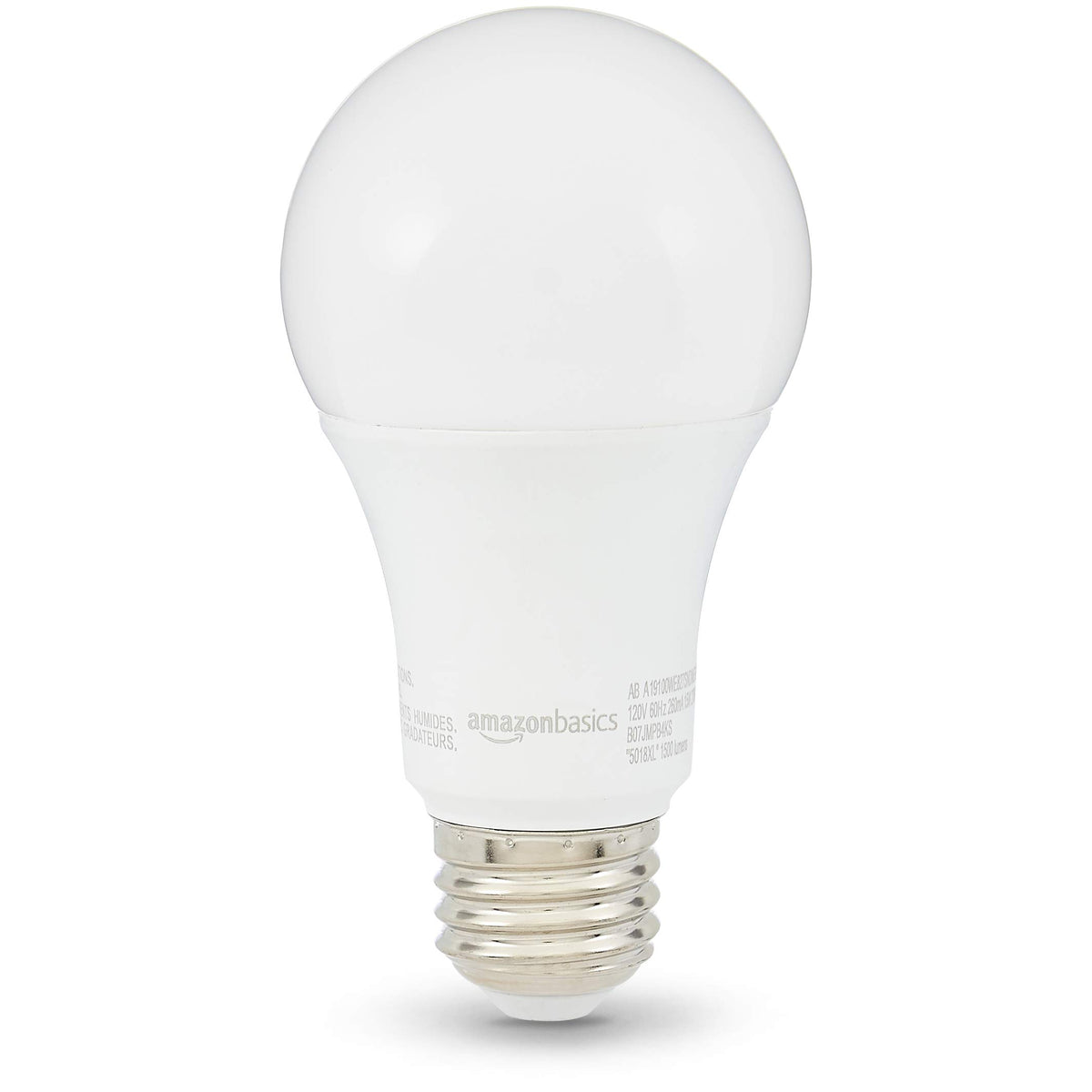 Amazon Basics - Focos LED A19 equivalentes a 100 W, blanco suave (2700 K), eficiencia energética 15 W, no regulable, vida útil de 10,000 horas, 6 unidades (paquete de 1)