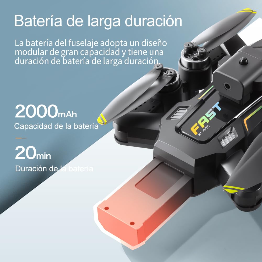 Dron Plegable con GPS 5G, Cámara Dual Wi-Fi 4K, Gimbal Servo, Motor Sin Escobillas, Vuelo Inteligente, Prevención de Obstáculos y Larga Duración de Batería x 3
