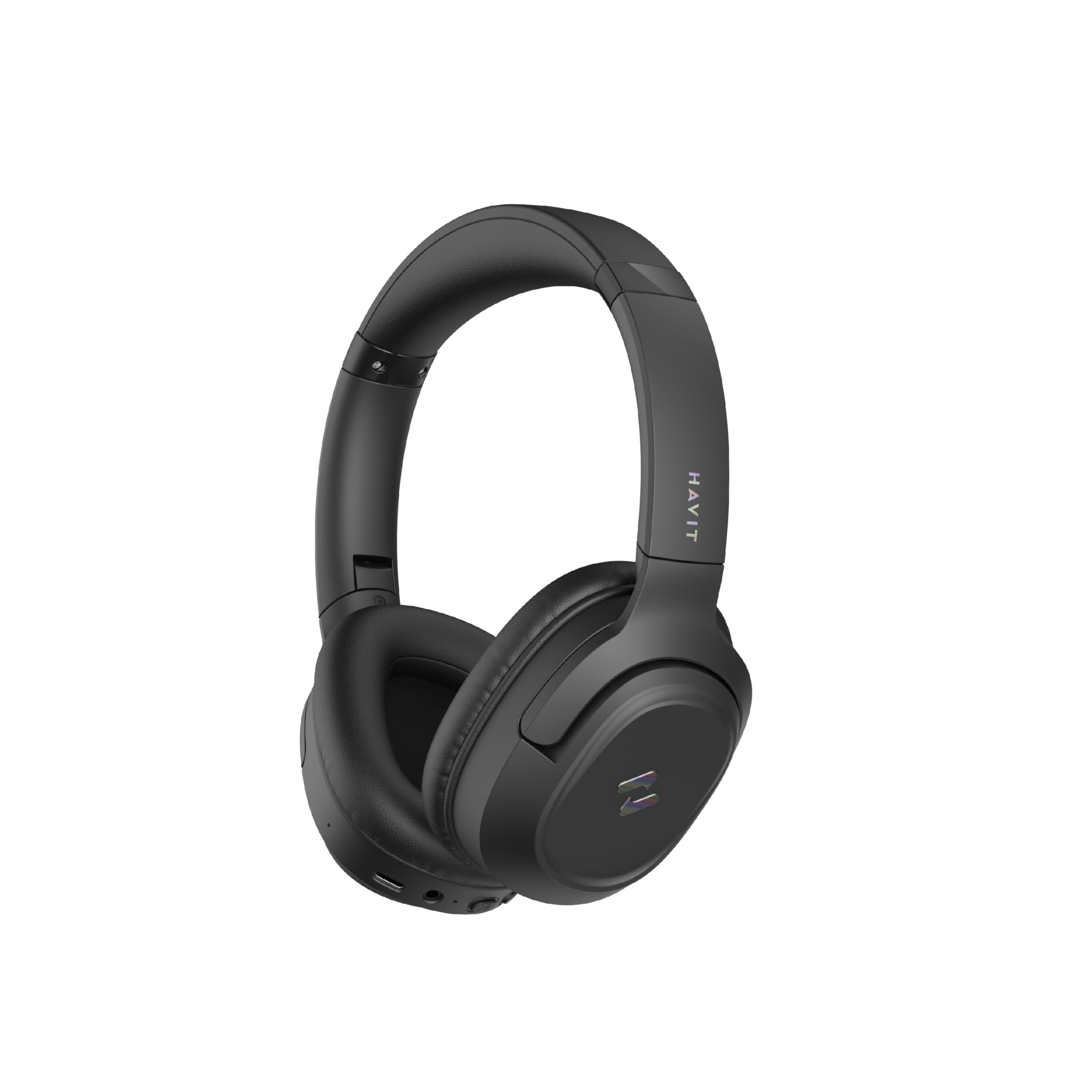 havit Audífonos Bluetooth H612BT Pro Over Ear con Cancelación de Ruido ANC, Auriculares Inalámbricos Diadema, 50 Horas Batería, Modo Baja Latencia 60ms, Micrófono, App Multidispositivo - Onyx Black