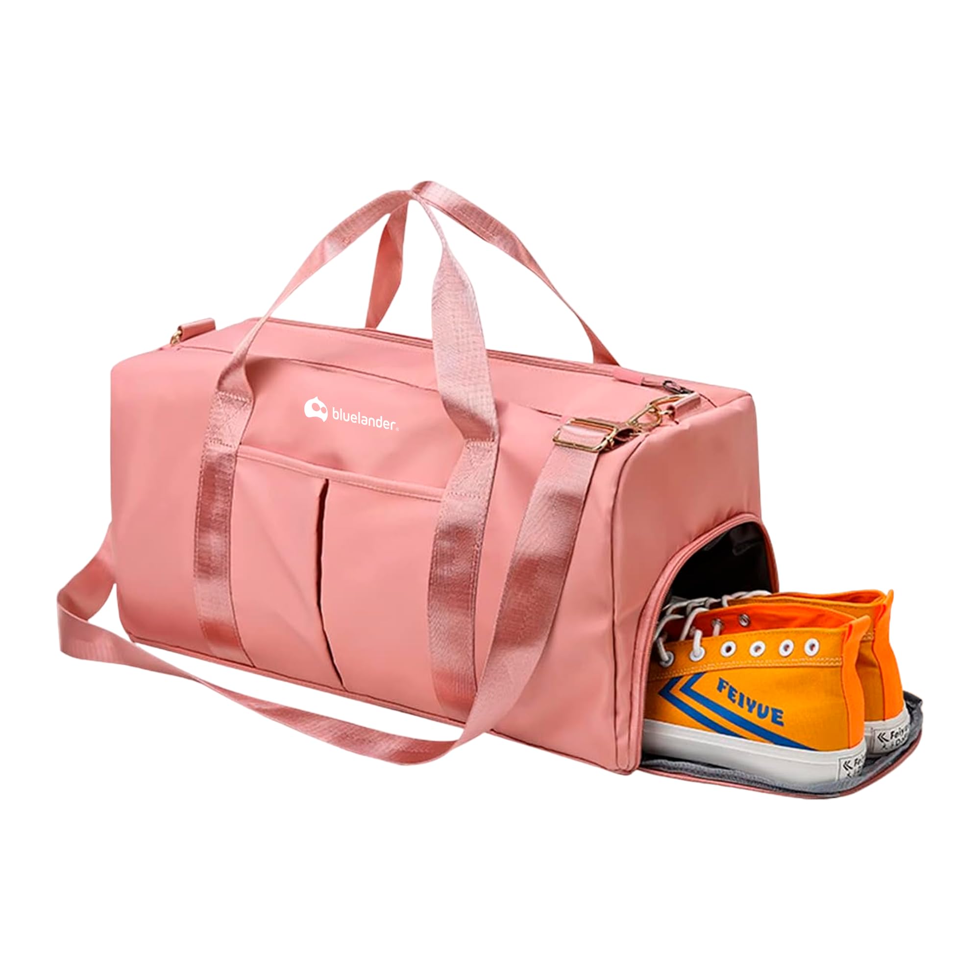 Bluelander Maleta Deportiva de Mano para Gimnasio, Compartimento para Zapatos, Bolso de Viaje, Bolsillo Impermeable, Resistente, Correa Ajustable Perfecta Gimnasio, Natación y Viaje (Rosa Pastel)