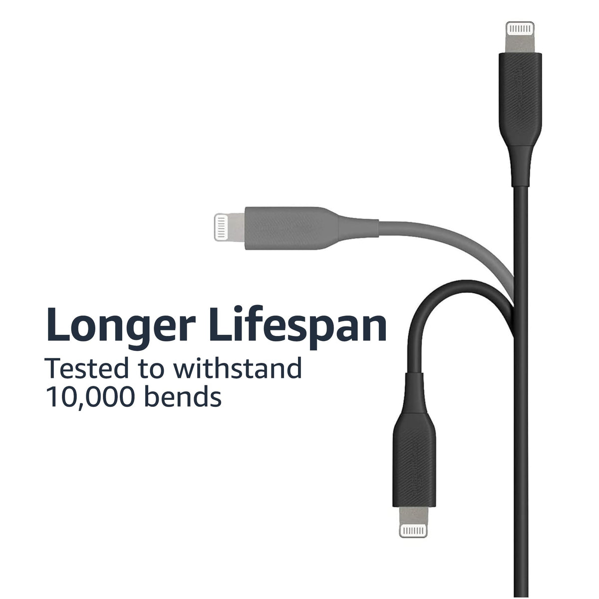 Amazon Basics Paquete de 2 cables de carga Lightning con certificación MFi para iPhone, USB-A a Lightning ABS para Apple iPhone 14 13 12 11 X Xs Pro, Pro Max, Plus, iPad, 1.8 m, negro