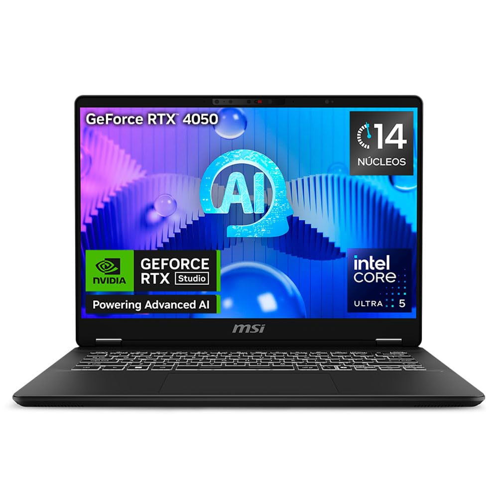MSI Laptop Thin & Light Prestige 14" Procesador Intel® Core™ Ultra 5 125H 16GB RAM 1TB SSD/Teclado en español y 2 años de garantía/NVIDIA GeForce RTX 4050