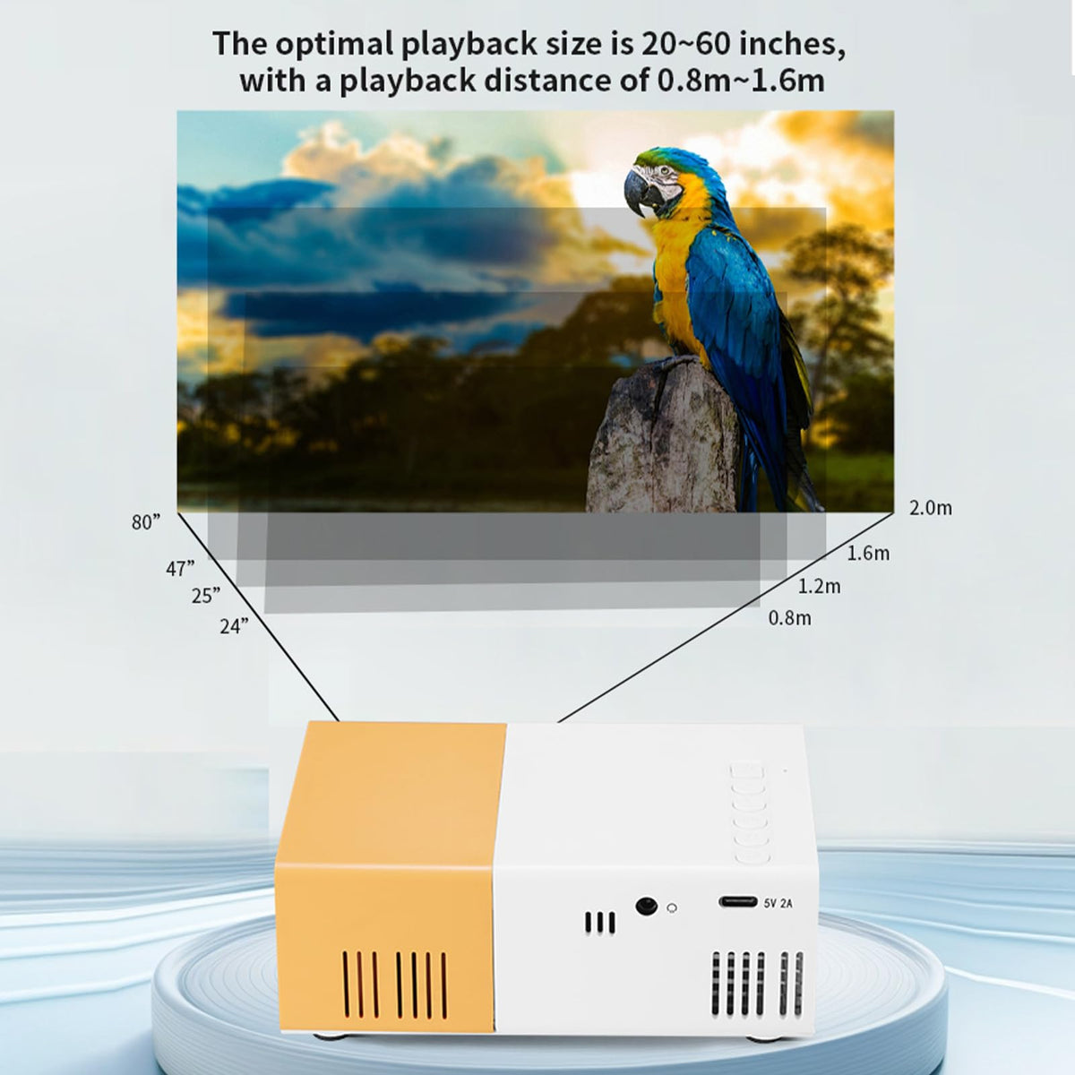 Dpofirs Projector de Video Portátil Pequeño, 100ansi 6000LM, Enfoque Manual, Projector Inteligente de Cine en Casa para Computadoras Portátiles, Teléfonos Inteligentes