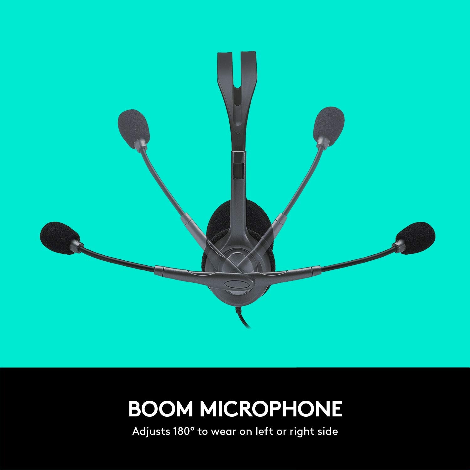 Logitech H111 Diadema con Cable, Sonido Estéreo con Micrófono Giratorio, Jack 3,5mm, PC/Mac/Portátil/Smartphone/Tablet - Negro