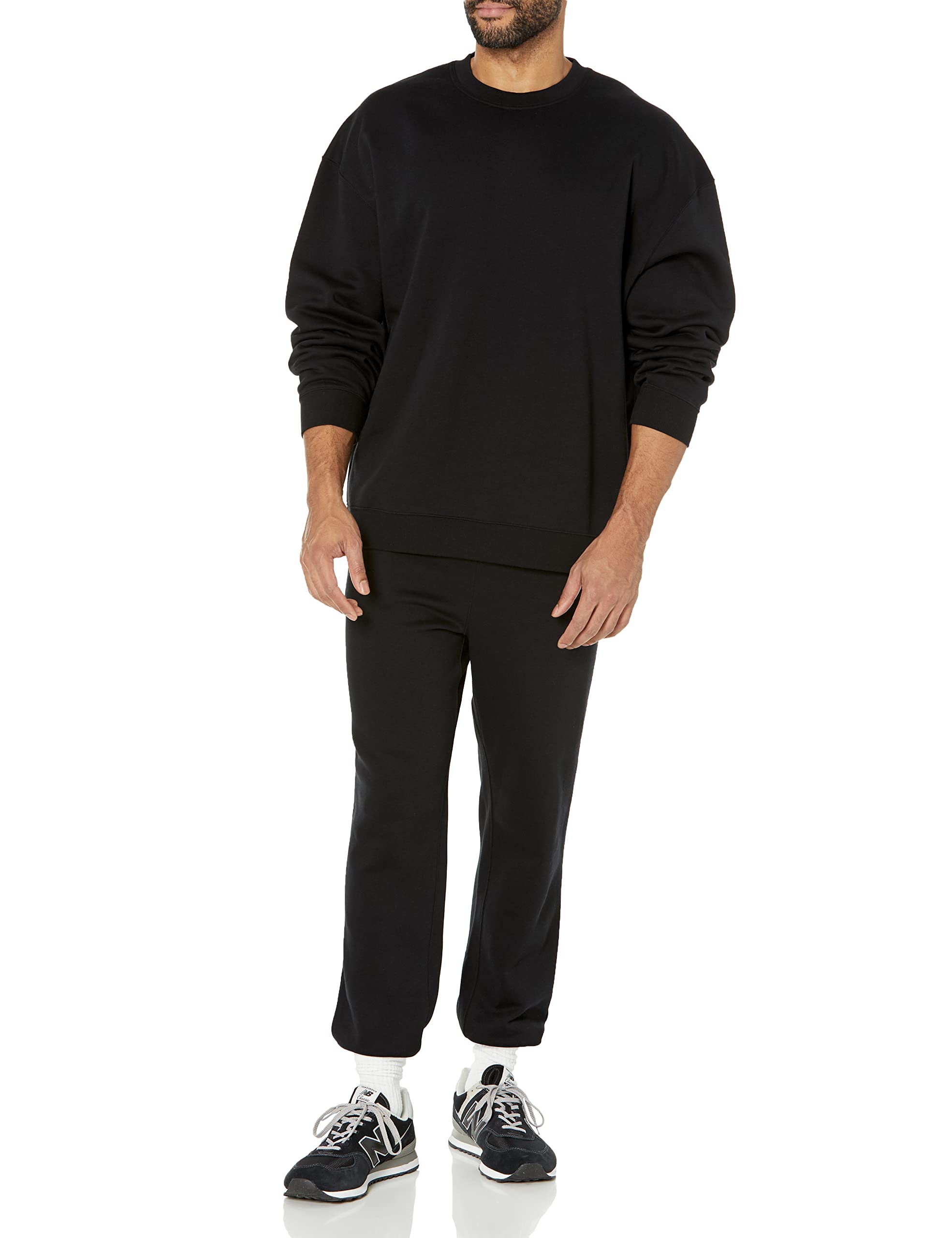 Amazon Essentials Men's Relaxed-Fit Closed-Bottom Sweatpants (Available in Big & Tall), Black, Medium