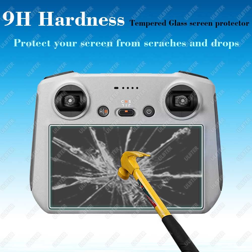 Protector de pantalla para DJI Mini 3 Pro/Mini 4 Pro (DJI RC 2 RC2 / DJI RC) Monitor Control remoto [3 piezas], ULBTER Vidrio Templado 9H Dureza Accesorio Anti-Burbuja