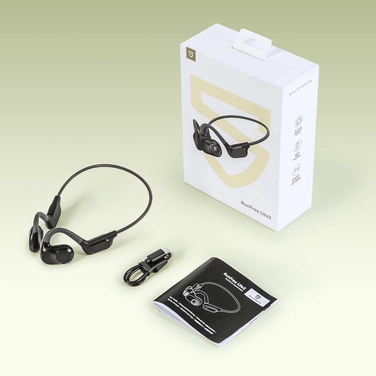 SoundPEATS Runfree Lite2 Audífonos Bluetooth Inalámbricos de Conducción de Aire, Audífonos de Oído Abierto Altavoces de 16.2mm Bajos Potentes Llamadas Claras para Deportes con Aplicación