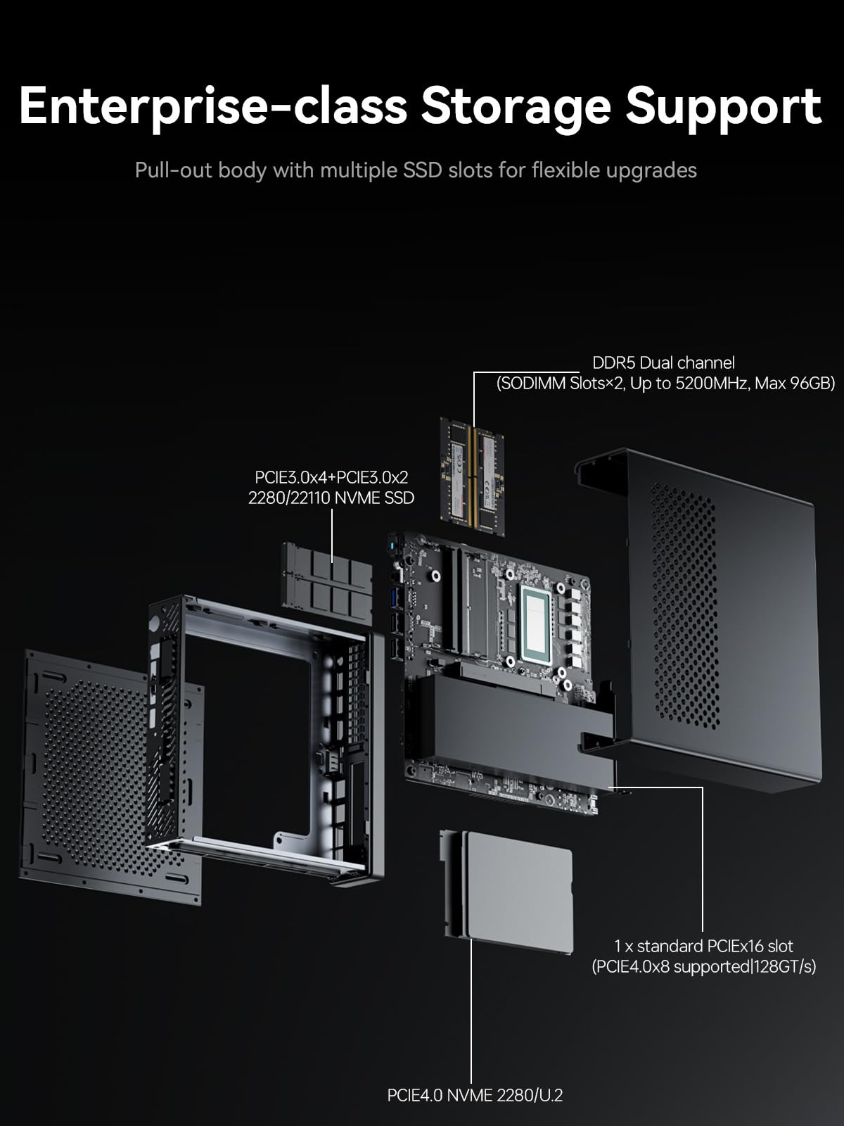 MINISFORUM MS-01 Mini estación de trabajo Intel Core i9-13900H (vPro Enterprise Support) 32GB DDR5 1TB SSD Mini PC, 2x 10Gbps SFP+/2x 2.5G RJ45/2x USB4/HDMI/1x ranura PCIe4.0x16/compatible con 3x M.2
