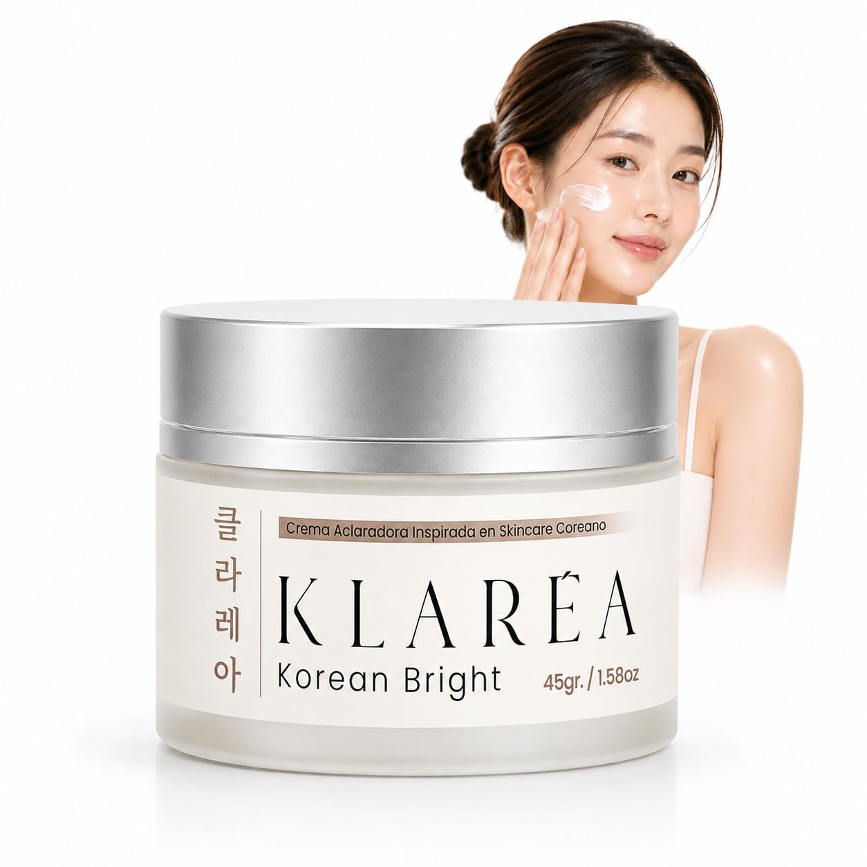 KLARÉA Korean Bright 45g - Crema Aclaradora Cosmética K-Beauty Corea para Manchas, Zonas Oscuras y Tono Desigual - Uso Facial y Corporal para Axilas, Codos, Rodillas, Cuello y Manos