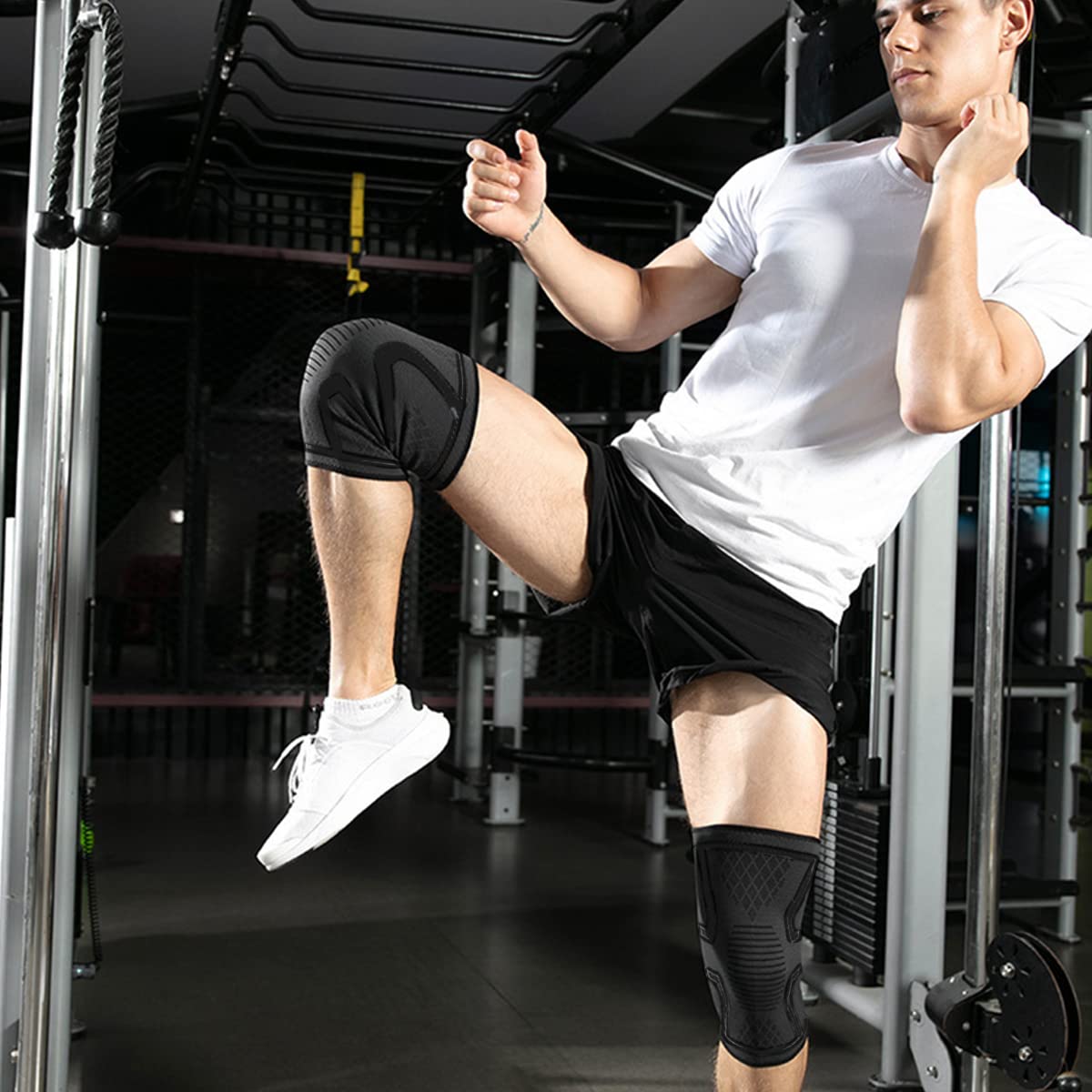 DQST - 1 Par de Rodilleras Deportivas, Rodilleras Elásticas Antideslizantes, Protege tus Rodillas，Adecuado para Voleibol, Baloncesto, GYM, Correr, Ciclismo de Montaña, Deportes Al Aire Libre, etc
