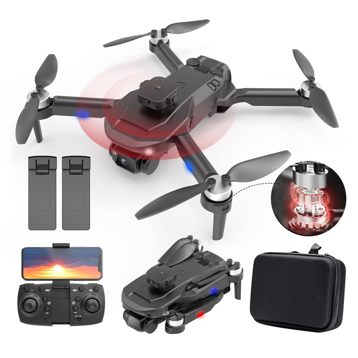 AXNEN Mini Drones con cámara 4K Dual,Dron Plegable con Motor con Escobillas, Vuelo por Puntos de Referencia, Auto-Seguimiento, Giro 3D, Inicio con una Tecla, 3 Velocidades, 2 Baterías,Mini Dron Juguetes Regalo para Principiantes Adolescentes.