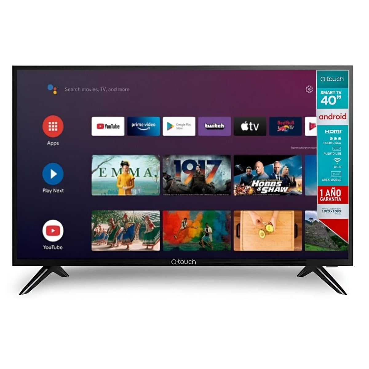 Q-Touch - Smart TV Android 40" HD - Pantalla LED, WiFi, Netflix, Youtube